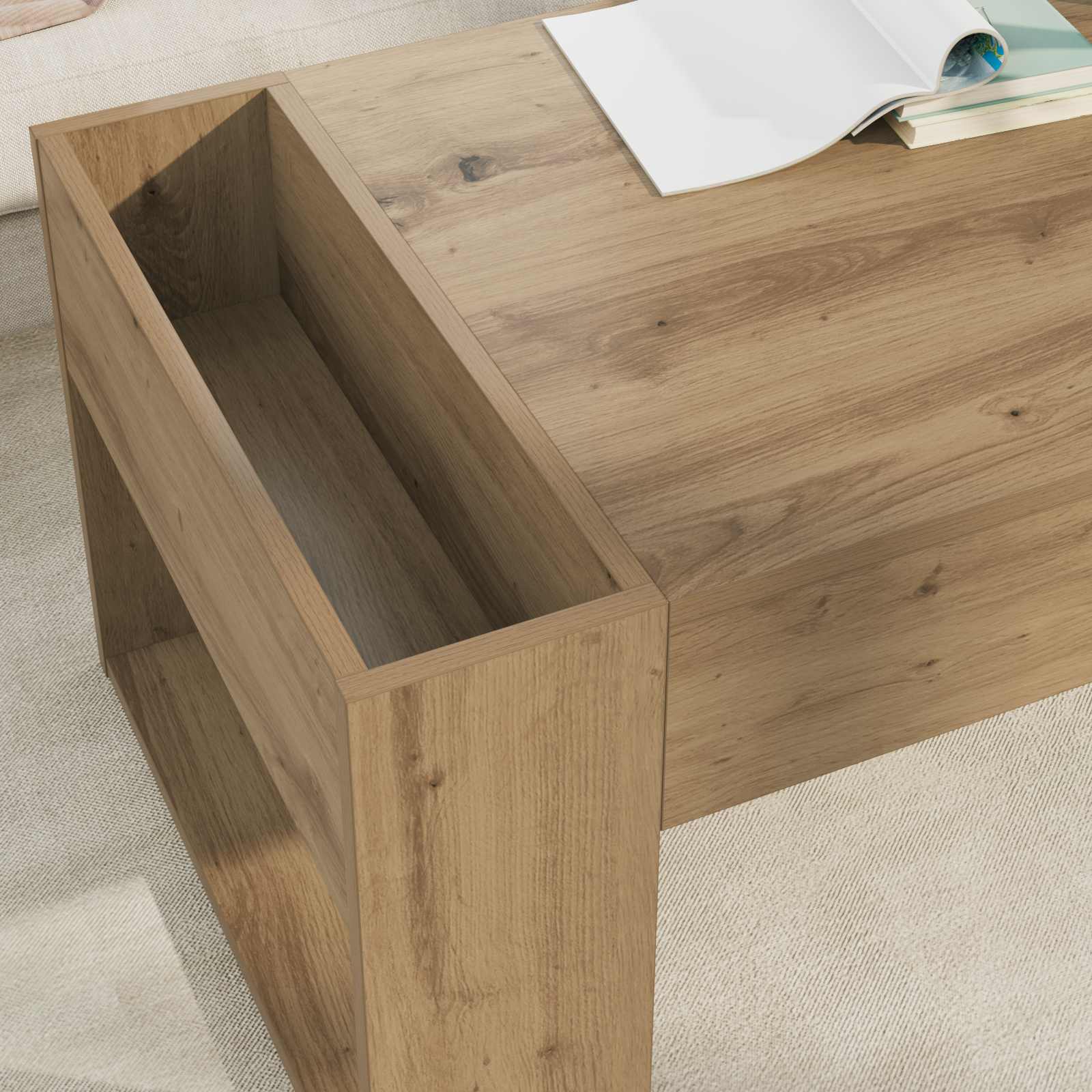 Table basse Chêne artisanal 110 x 50 x 41 cm Bois d'ingénierie - XIOS