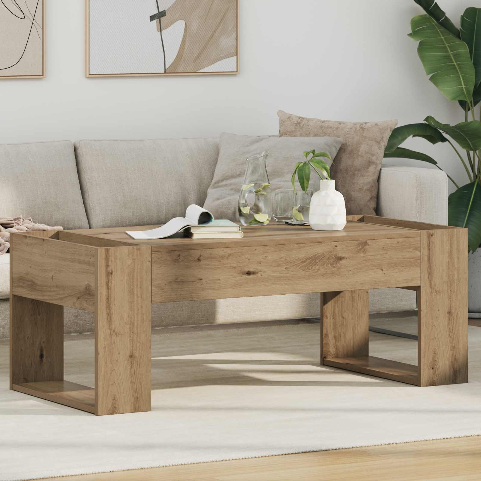 Table basse Chêne artisanal 110 x 50 x 41 cm Bois d'ingénierie - XIOS