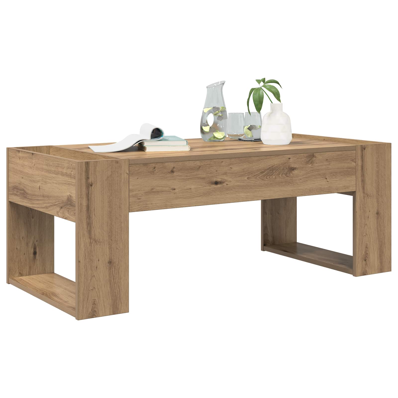 Table basse Chêne artisanal 110 x 50 x 41 cm Bois d'ingénierie - XIOS