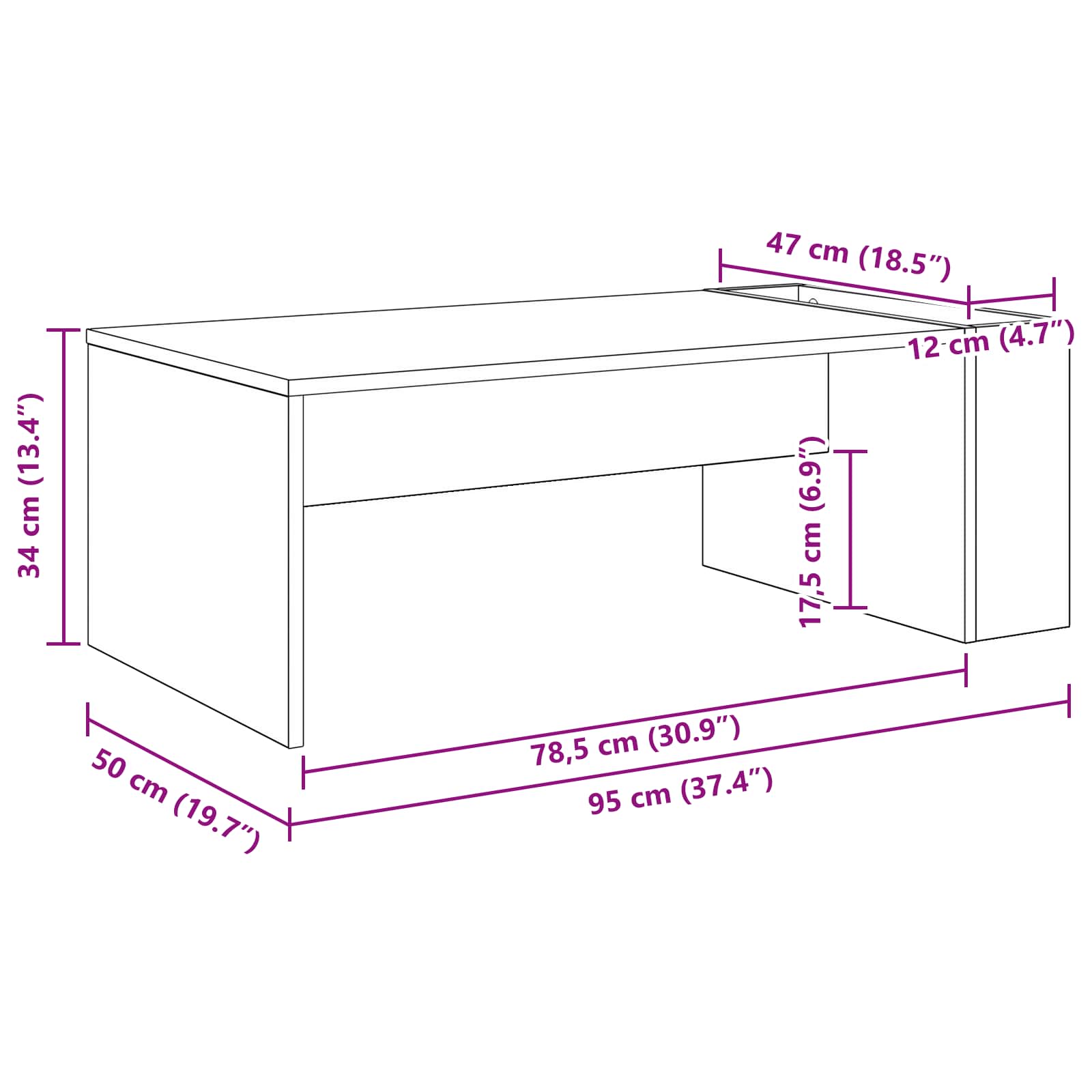 Table basse Gris béton 95 x 50 x 34 cm Bois d'ingénierie - XIOS