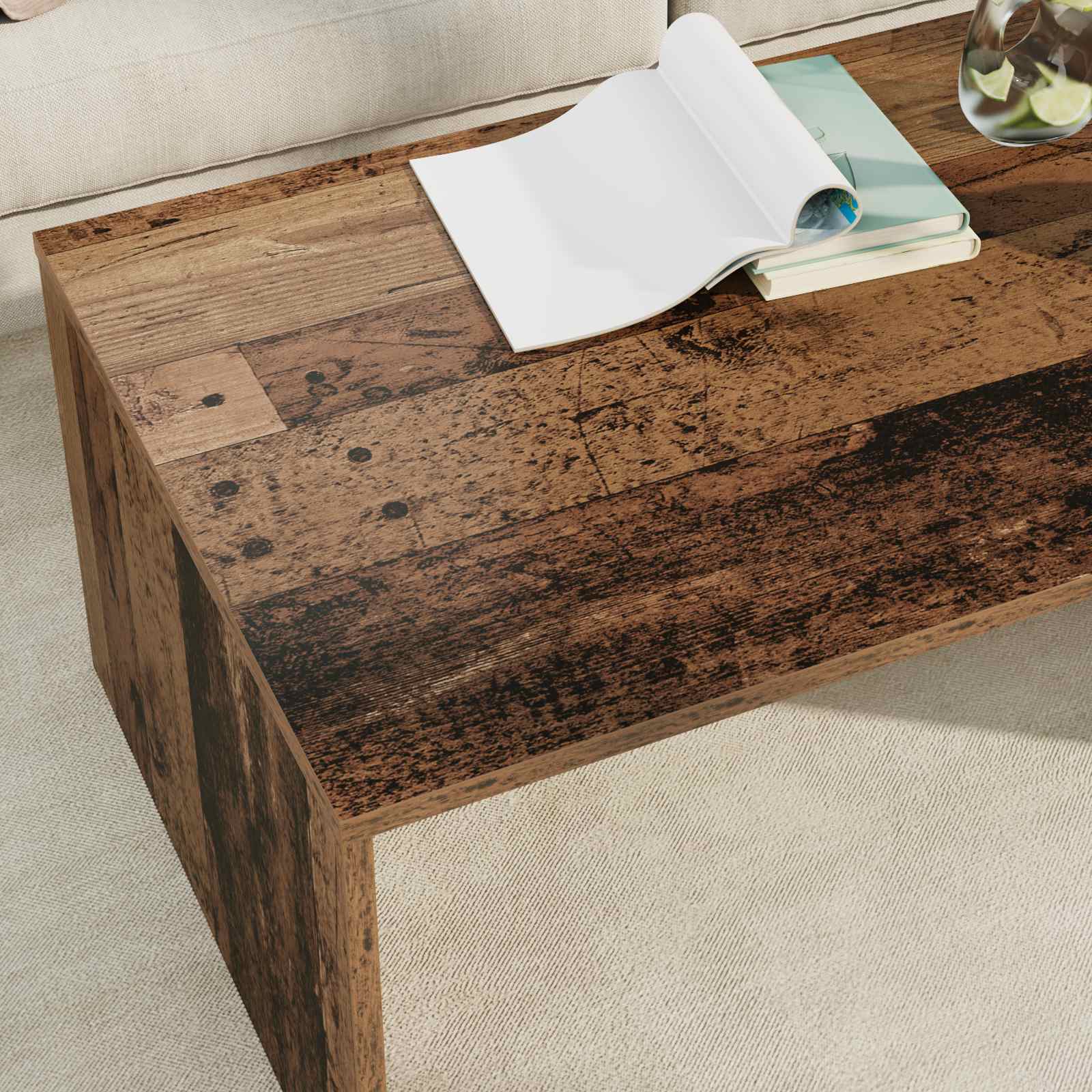 Table basse Bois ancien 95 x 50 x 34 cm Bois d'ingénierie - XIOS