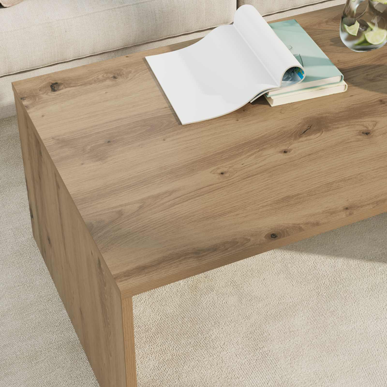 Table basse Chêne artisanal 95 x 50 x 34 cm Bois d'ingénierie - XIOS