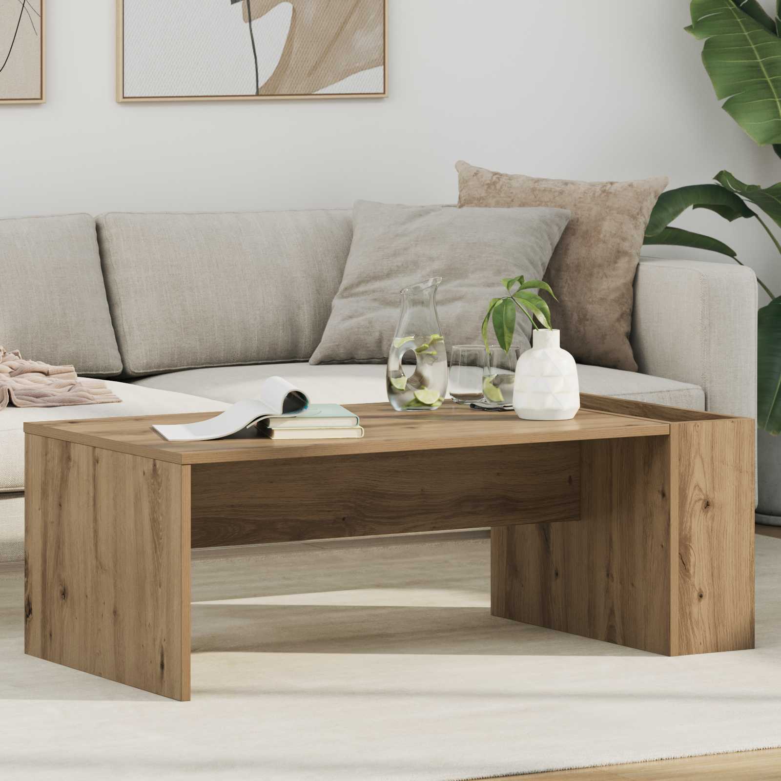 Table basse Chêne artisanal 95 x 50 x 34 cm Bois d'ingénierie - XIOS