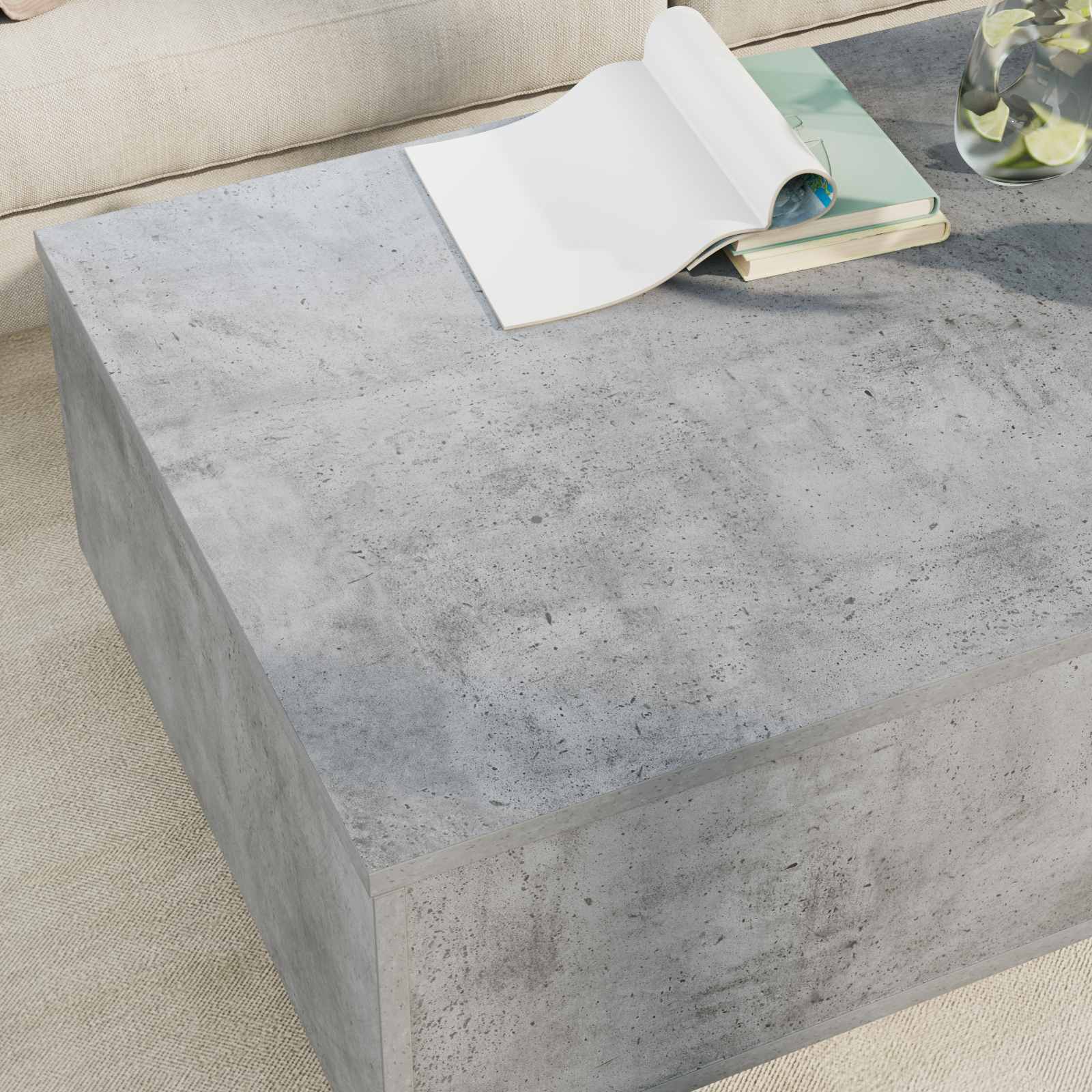 Table basse Gris béton 95 x 55 x 31 cm Bois d'ingénierie - XIOS
