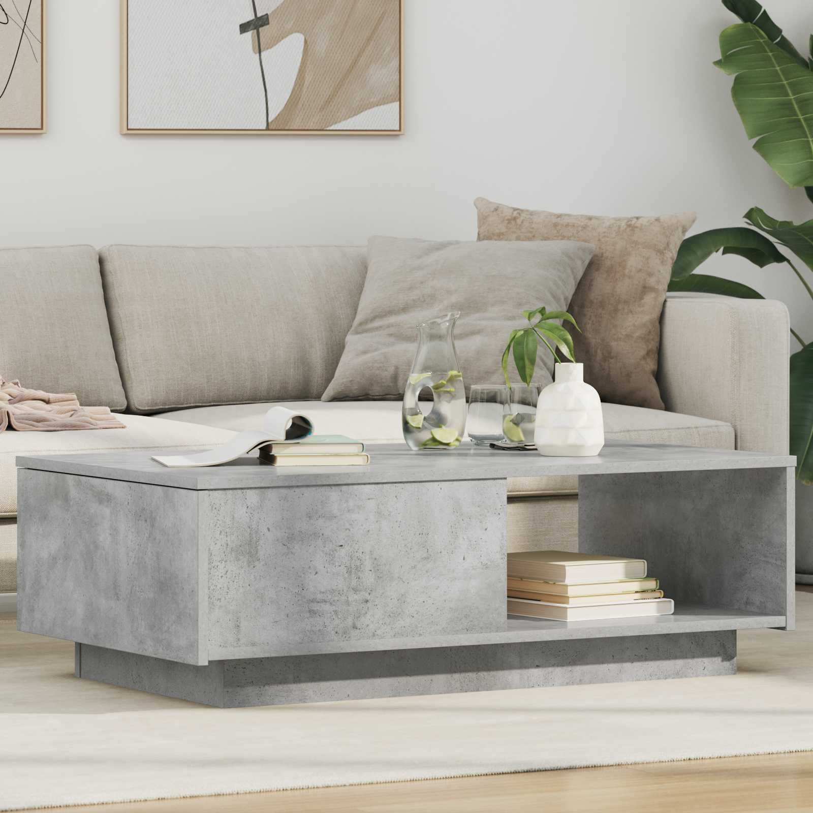 Table basse Gris béton 95 x 55 x 31 cm Bois d'ingénierie - XIOS