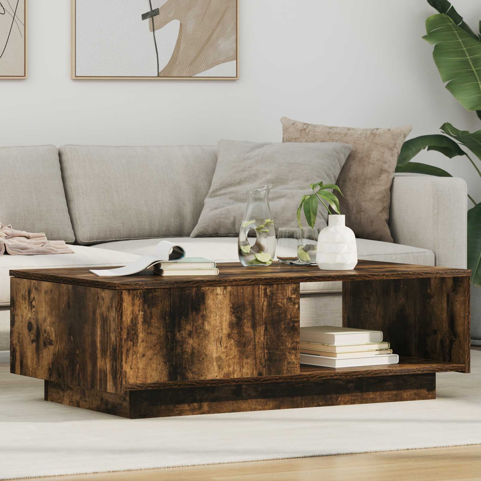 Table basse Chêne fumé 95 x 55 x 31 cm Bois d'ingénierie - XIOS