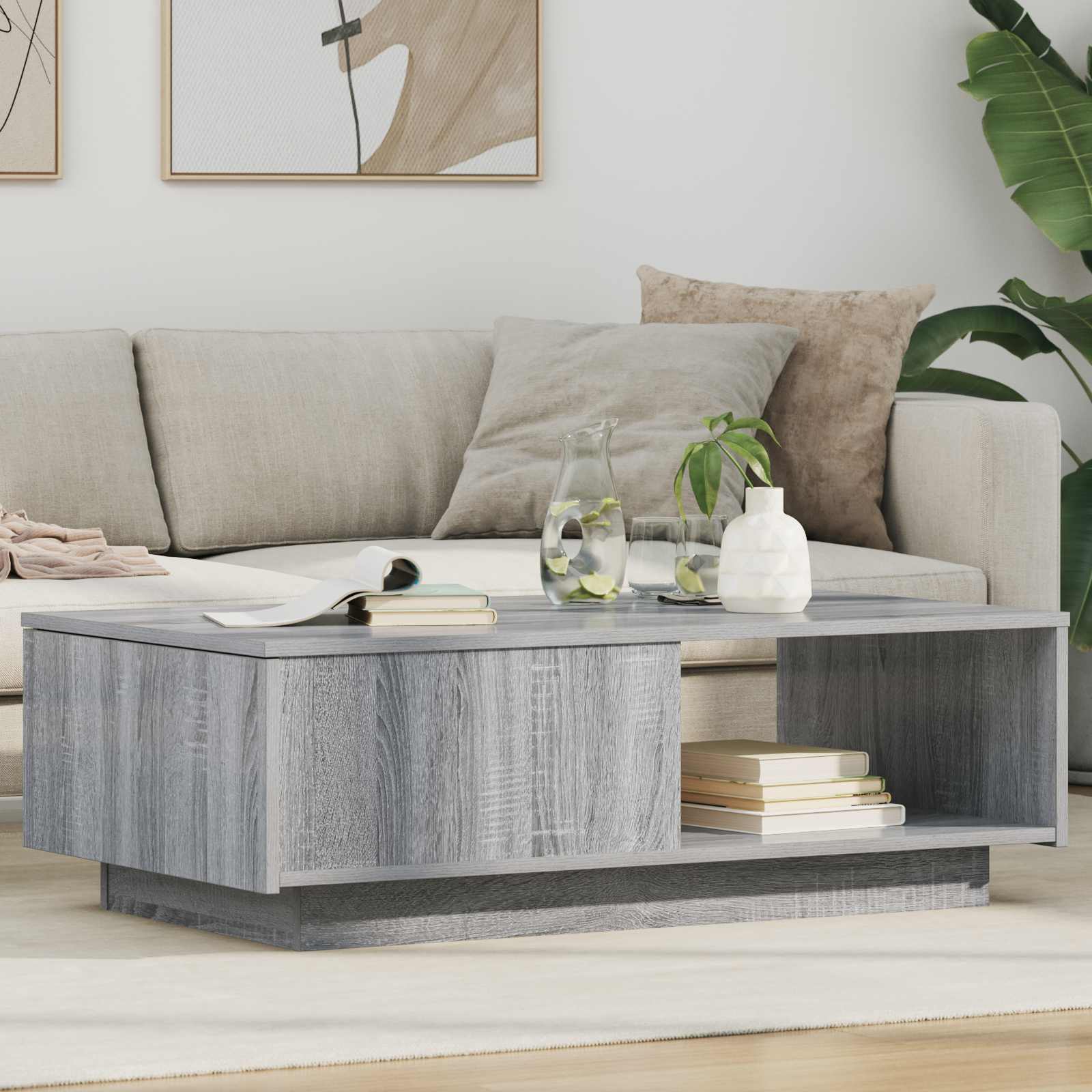 Table basse Gris Sonoma 95 x 55 x 31 cm Bois d'ingénierie - XIOS