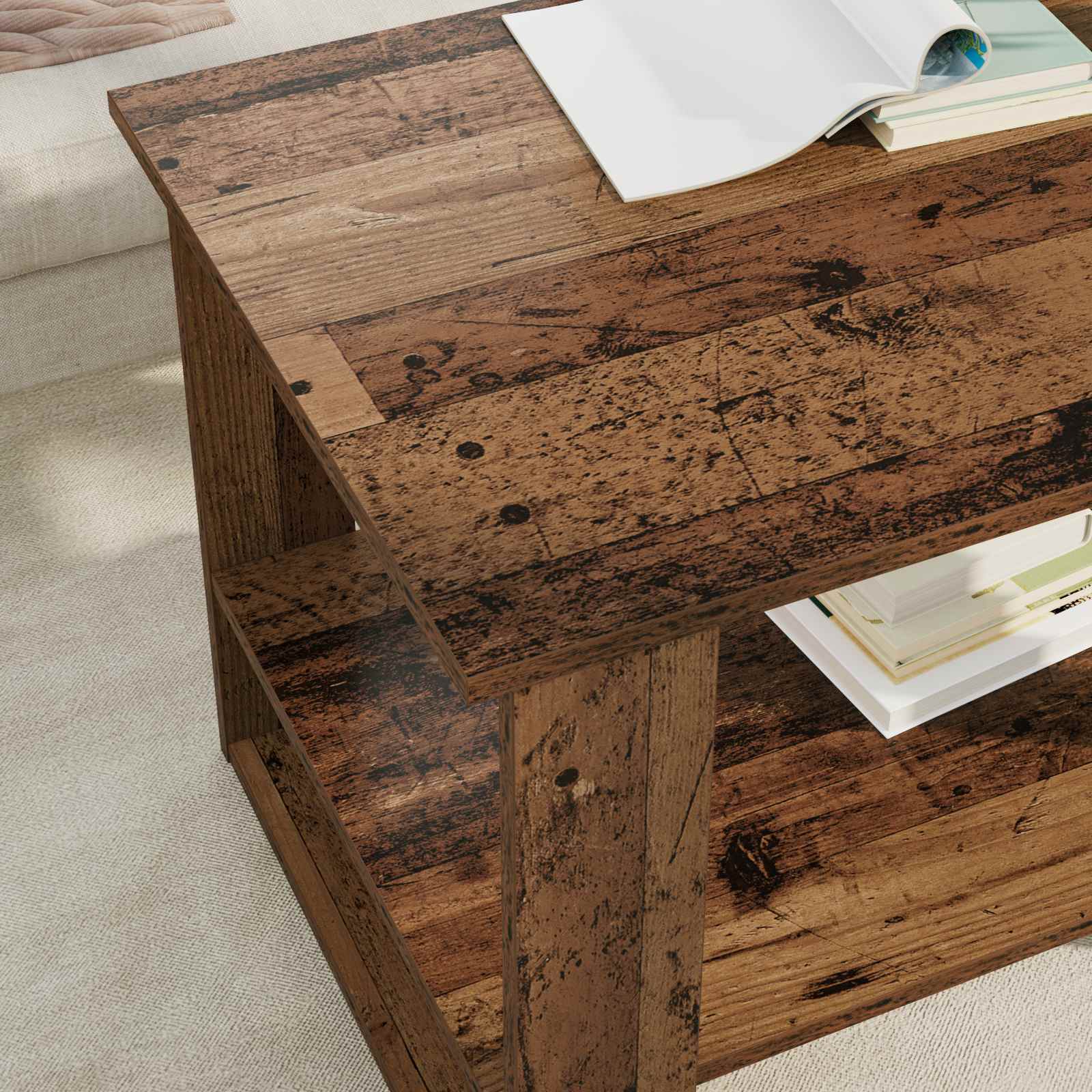 Table basse Bois ancien 72 x 50 x 50 cm Bois d'ingénierie