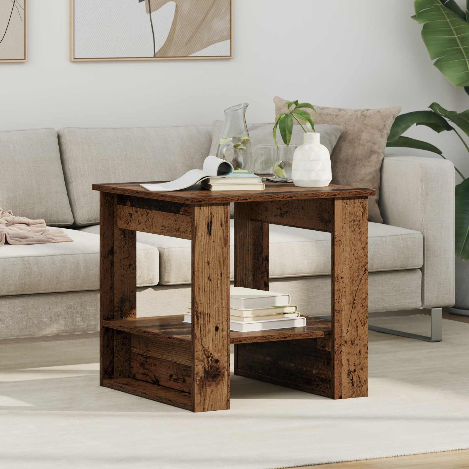 Table basse Bois ancien 51 x 50 x 50 cm Bois d'ingénierie - XIOS