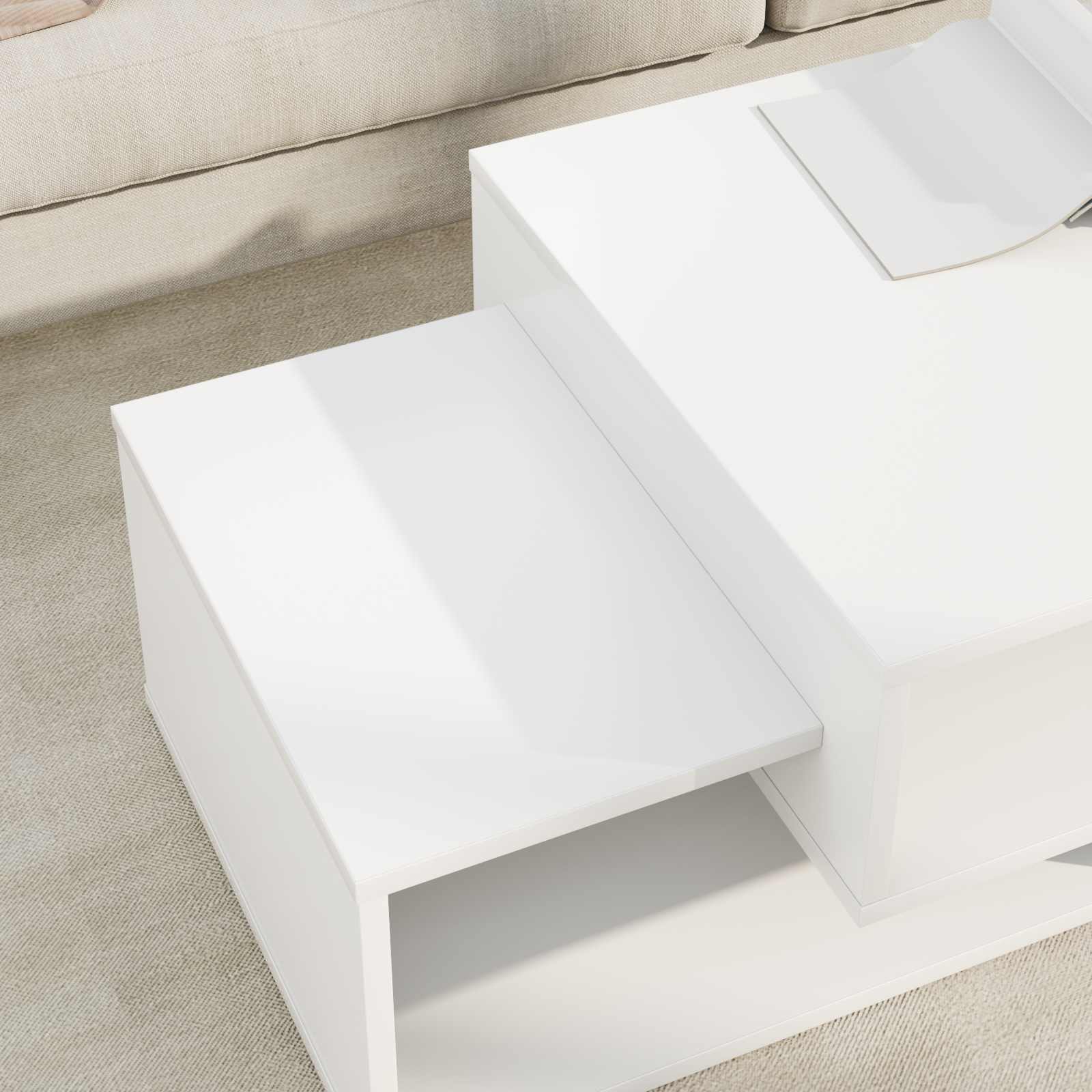 Table basse Blanc 105 x 50 x 32,5 cm Bois d'ingénierie - XIOS