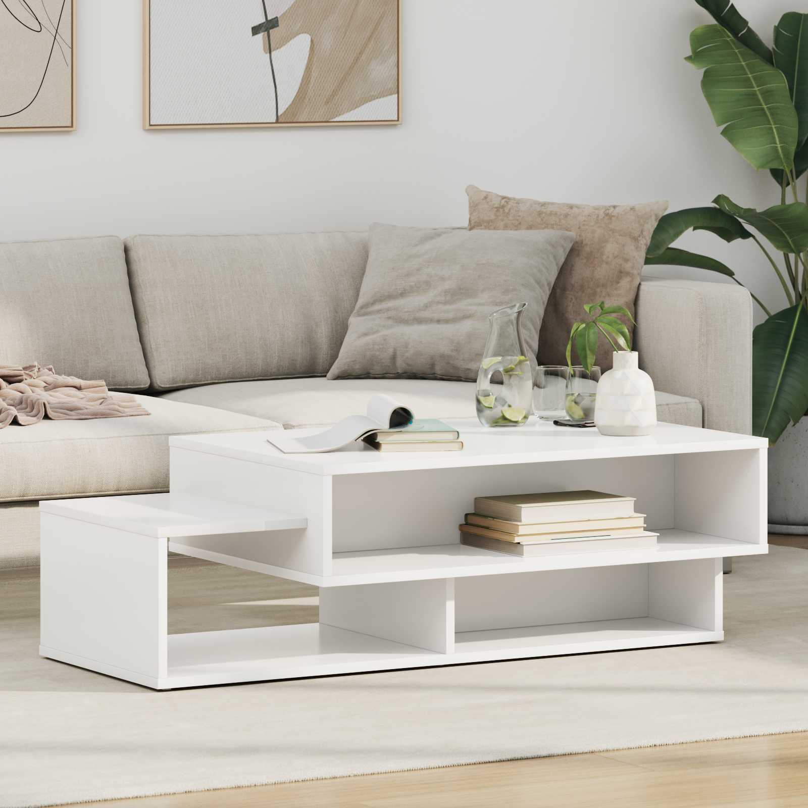 Table basse Blanc 105 x 50 x 32,5 cm Bois d'ingénierie - XIOS