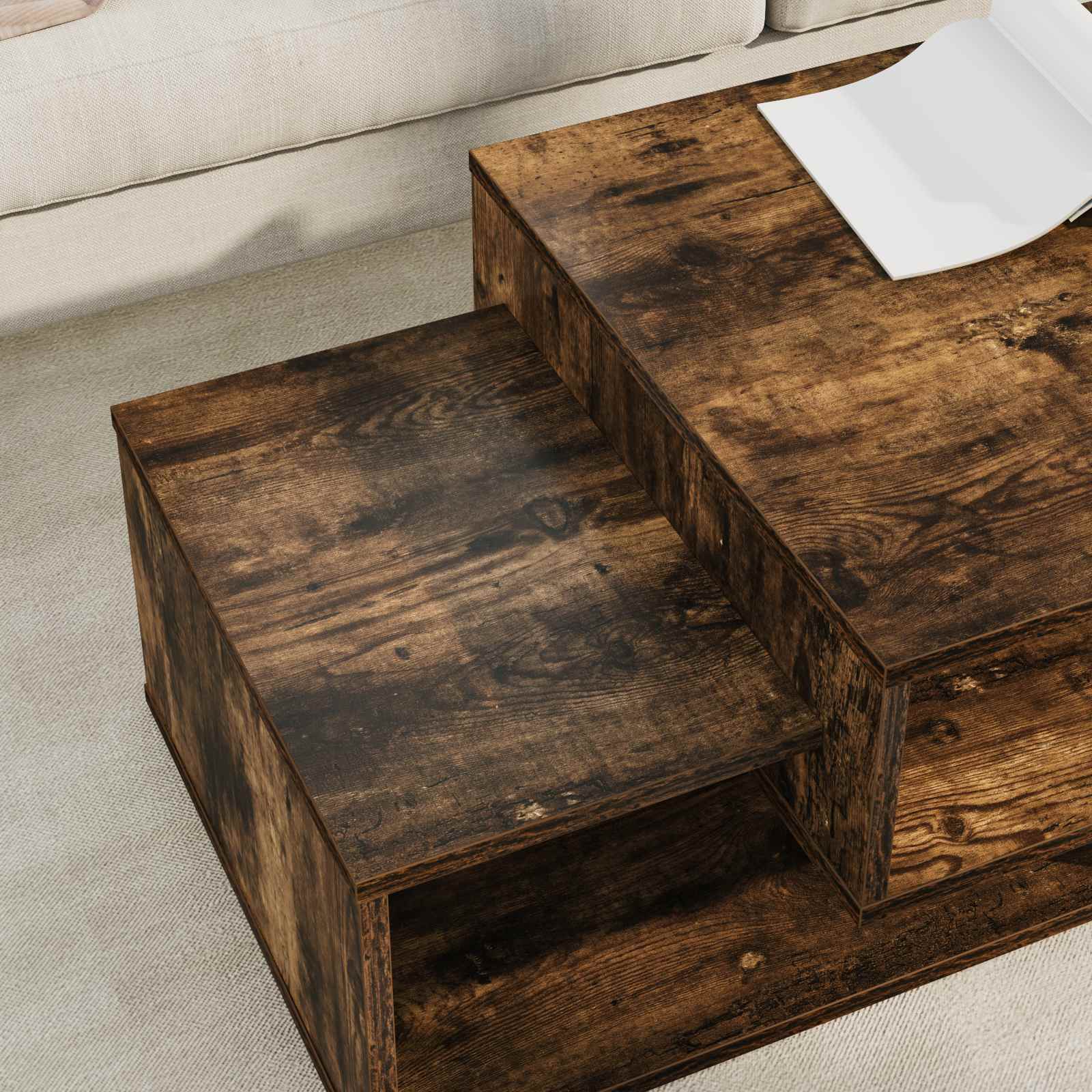 Table basse Chêne fumé 105 x 50 x 32,5 cm Bois d'ingénierie - XIOS