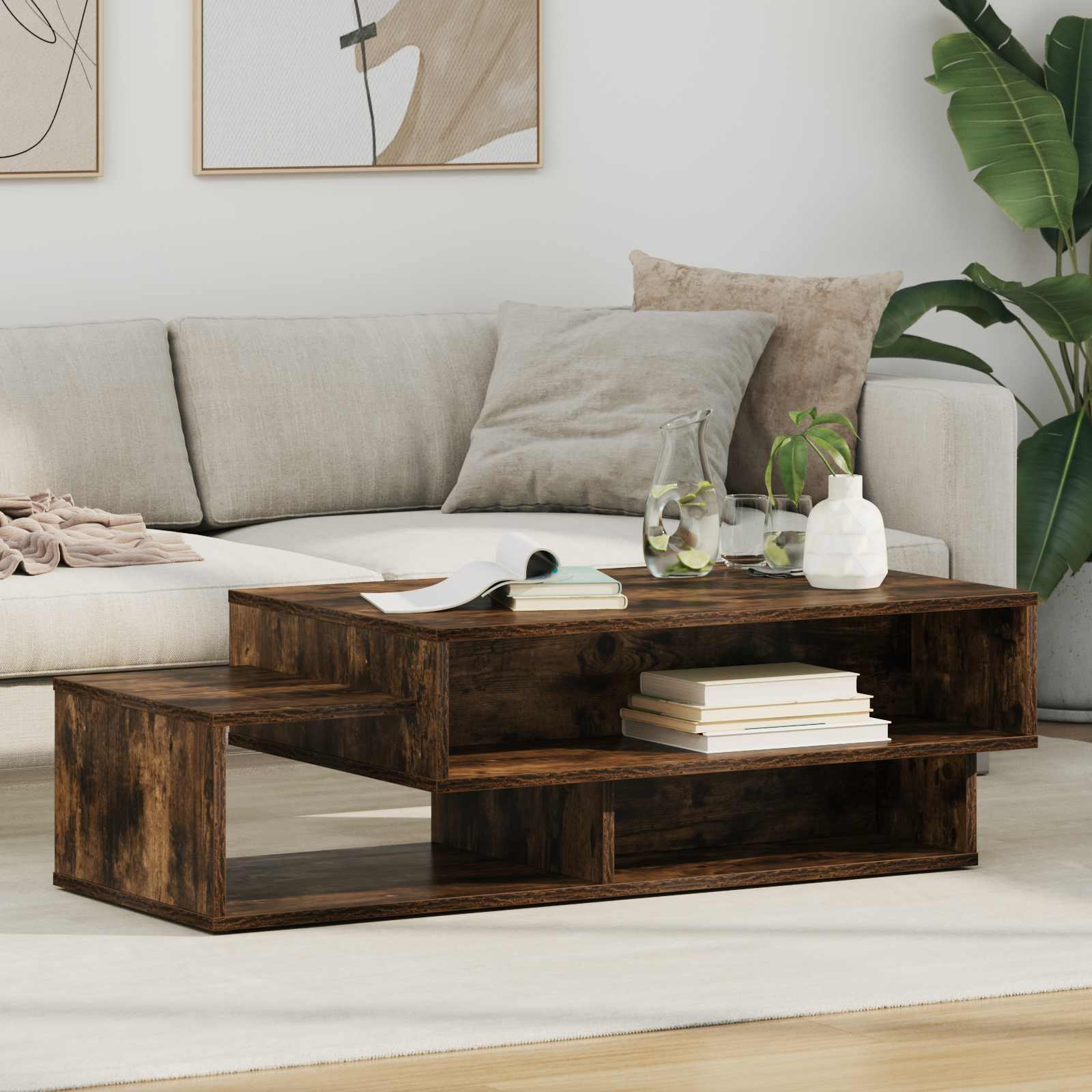 Table basse Chêne fumé 105 x 50 x 32,5 cm Bois d'ingénierie - XIOS