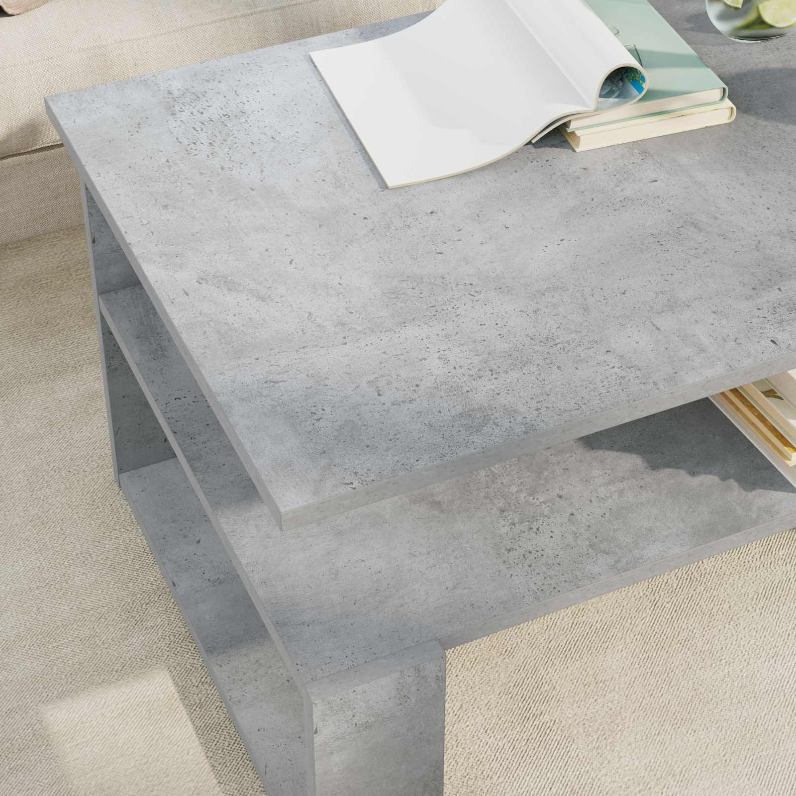 Table basse Gris béton 90 x 50 x 40 cm Bois d'ingénierie - XIOS