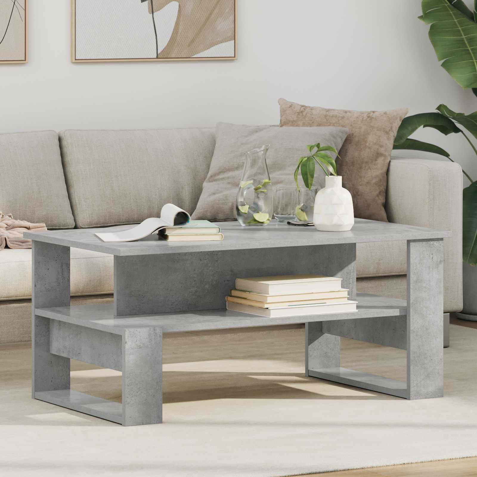 Table basse Gris béton 90 x 50 x 40 cm Bois d'ingénierie - XIOS