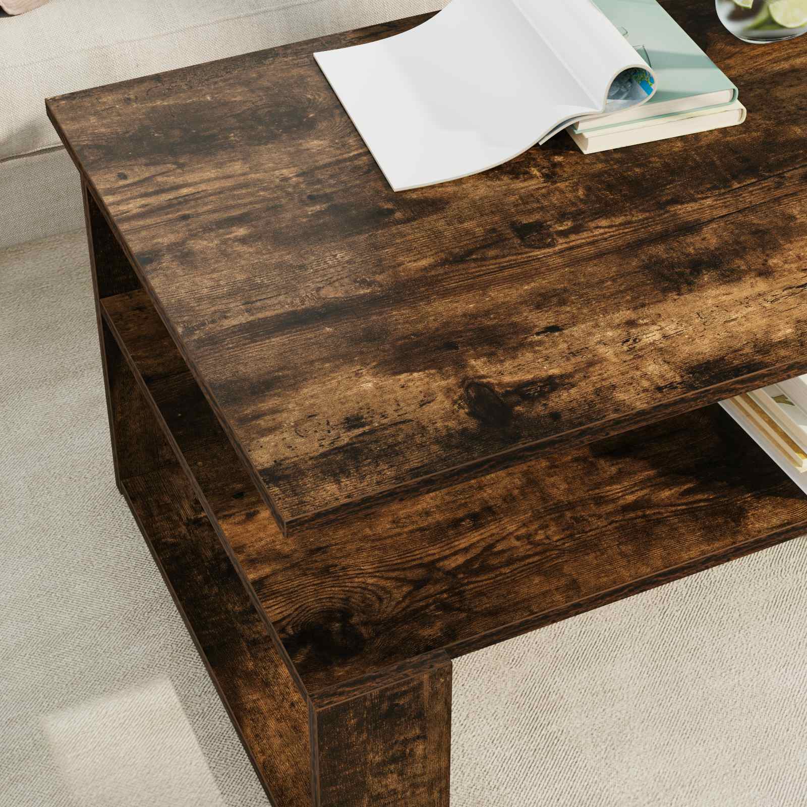 Table basse Chêne fumé 90 x 50 x 40 cm Bois d'ingénierie - XIOS