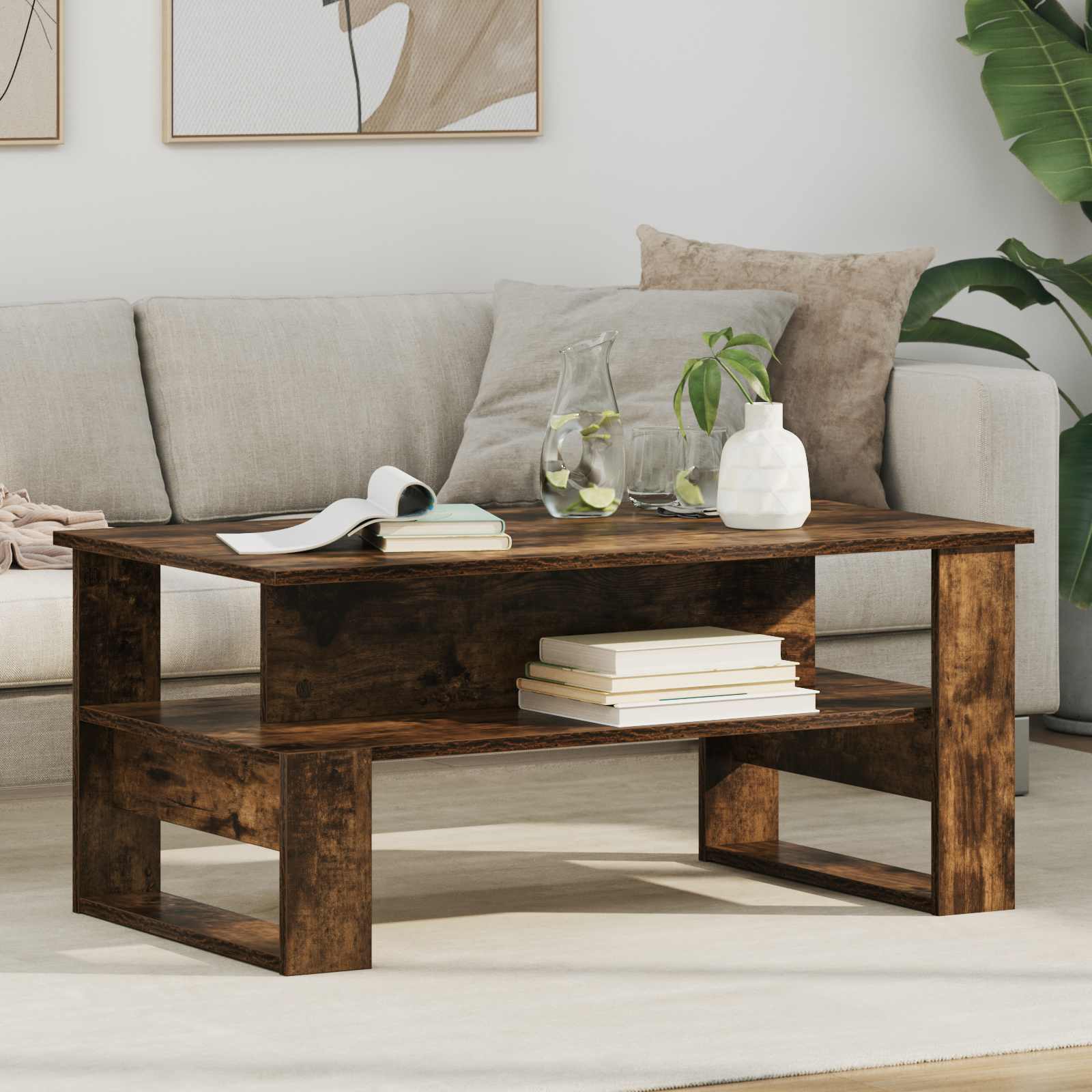 Table basse Chêne fumé 90 x 50 x 40 cm Bois d'ingénierie - XIOS
