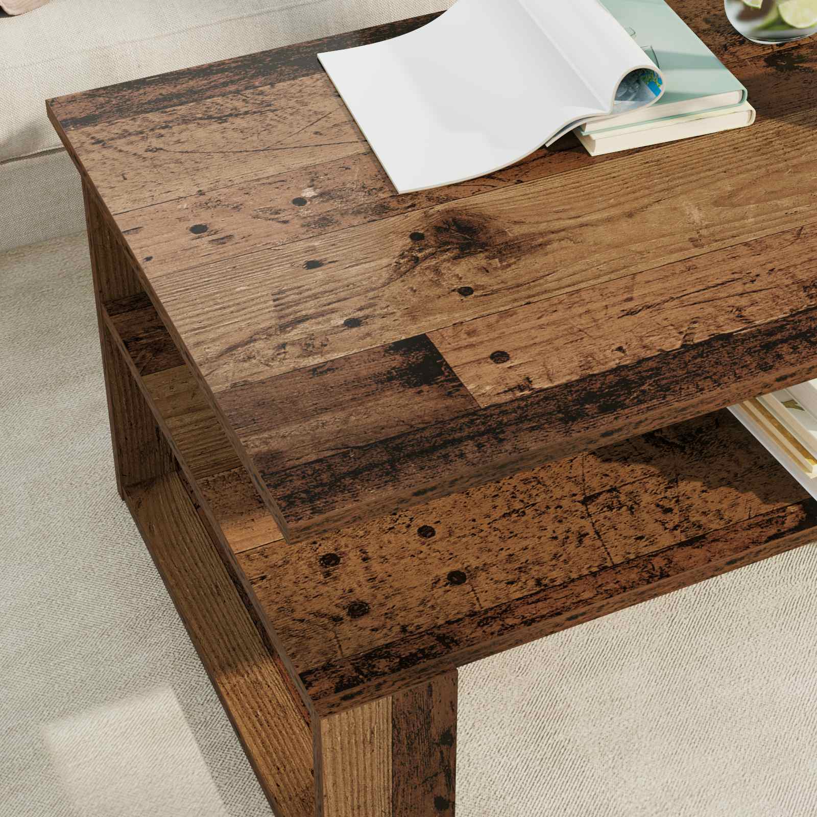 Table basse Bois ancien 90 x 50 x 40 cm Bois d'ingénierie - XIOS