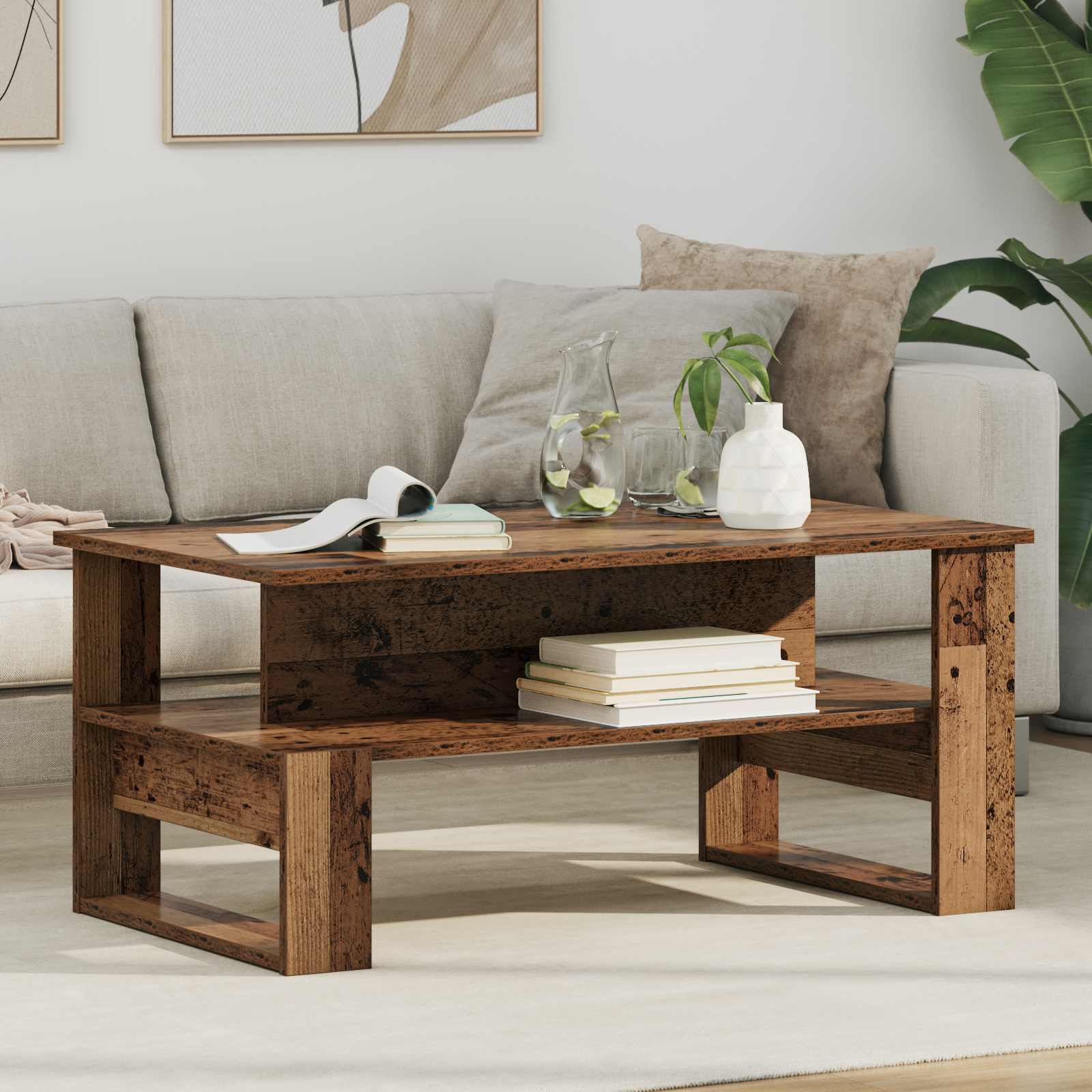 Table basse Bois ancien 90 x 50 x 40 cm Bois d'ingénierie - XIOS