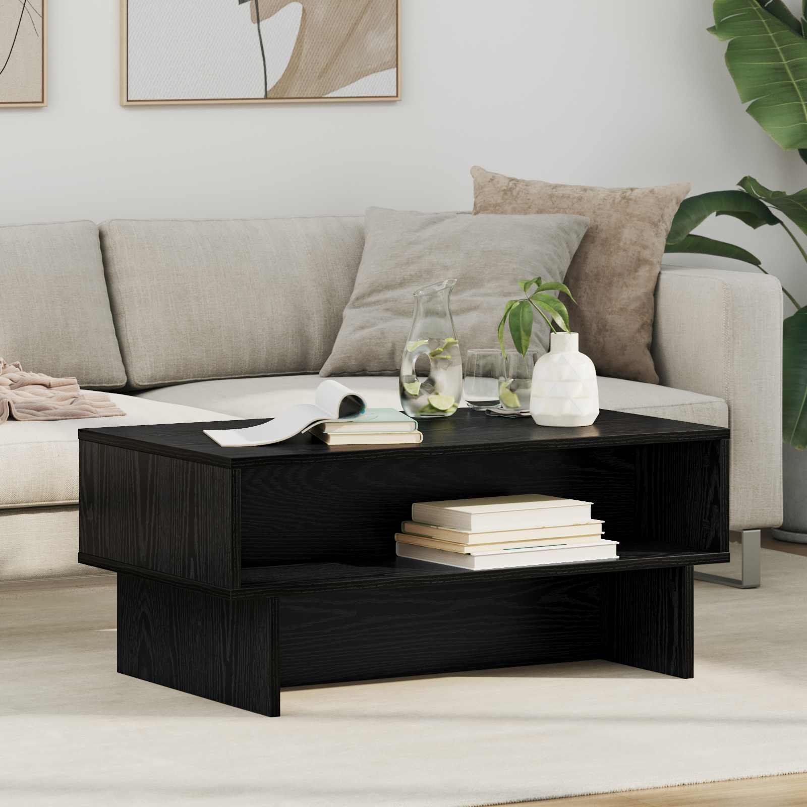 Table basse Chêne noir 80 x 46 x 35 cm Bois d'ingénierie - XIOS