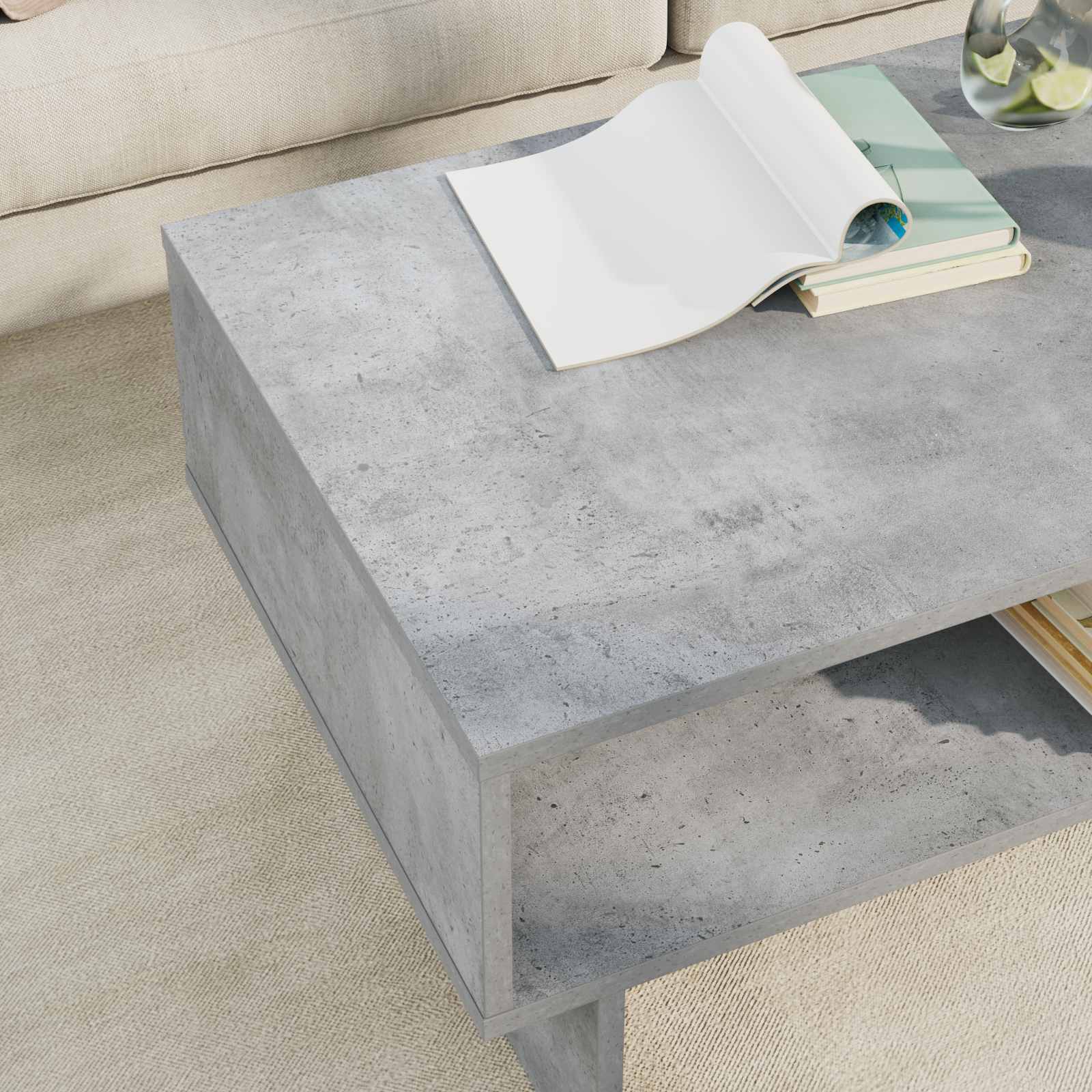 Table basse Gris béton 80 x 46 x 35 cm Bois d'ingénierie - XIOS