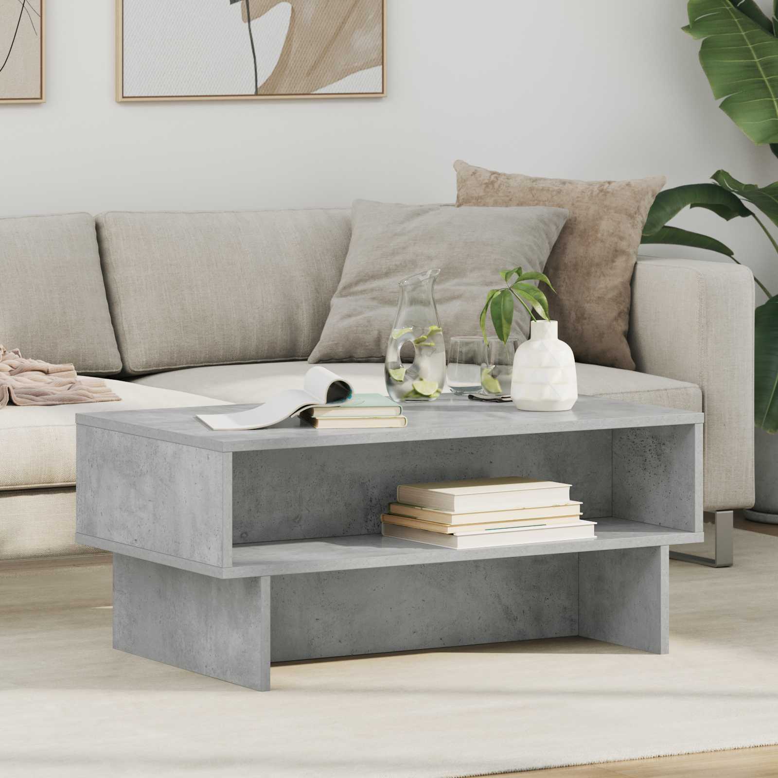 Table basse Gris béton 80 x 46 x 35 cm Bois d'ingénierie - XIOS