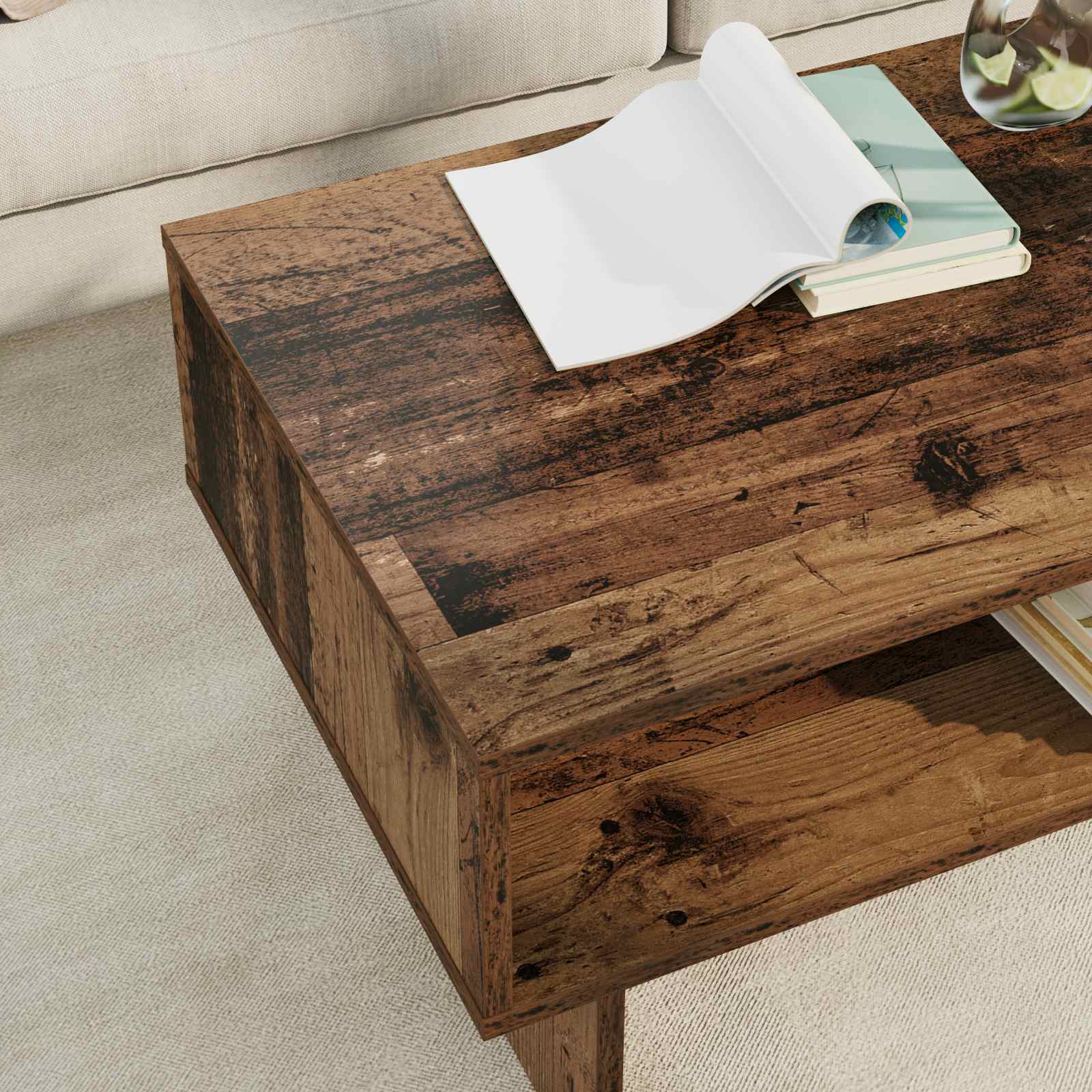 Table basse Bois ancien 80 x 46 x 35 cm Bois d'ingénierie - XIOS
