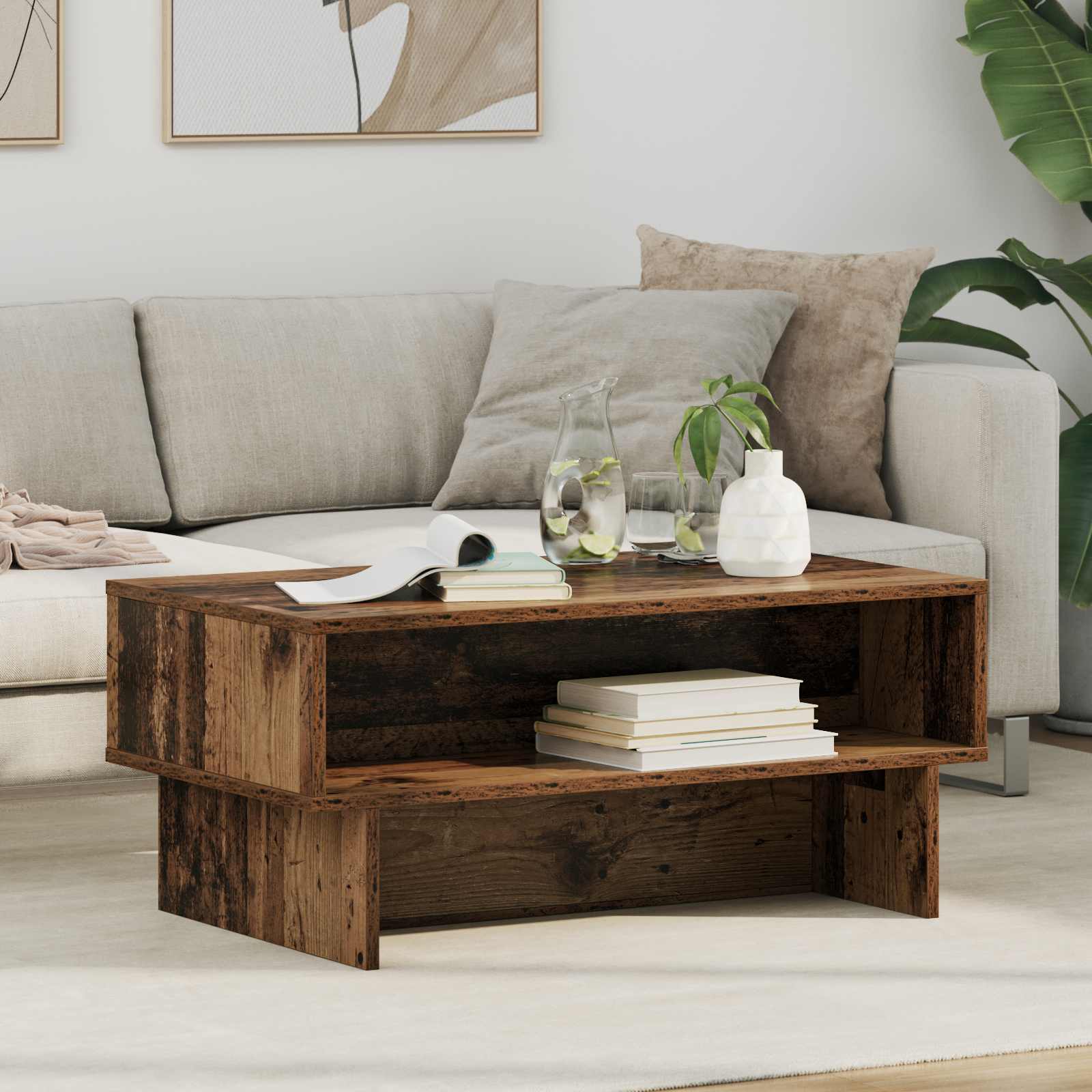 Table basse Bois ancien 80 x 46 x 35 cm Bois d'ingénierie - XIOS
