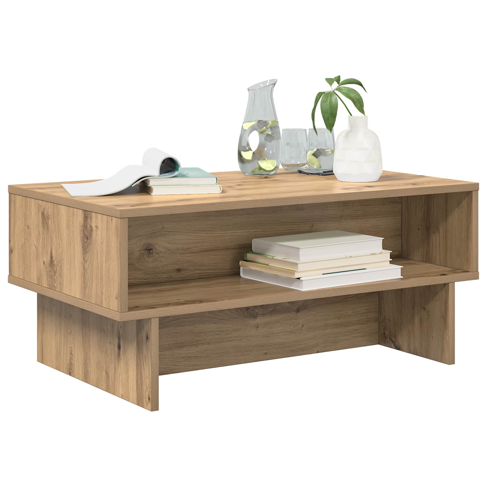 Table basse Chêne artisanal 80 x 46 x 35 cm Bois d'ingénierie - XIOS
