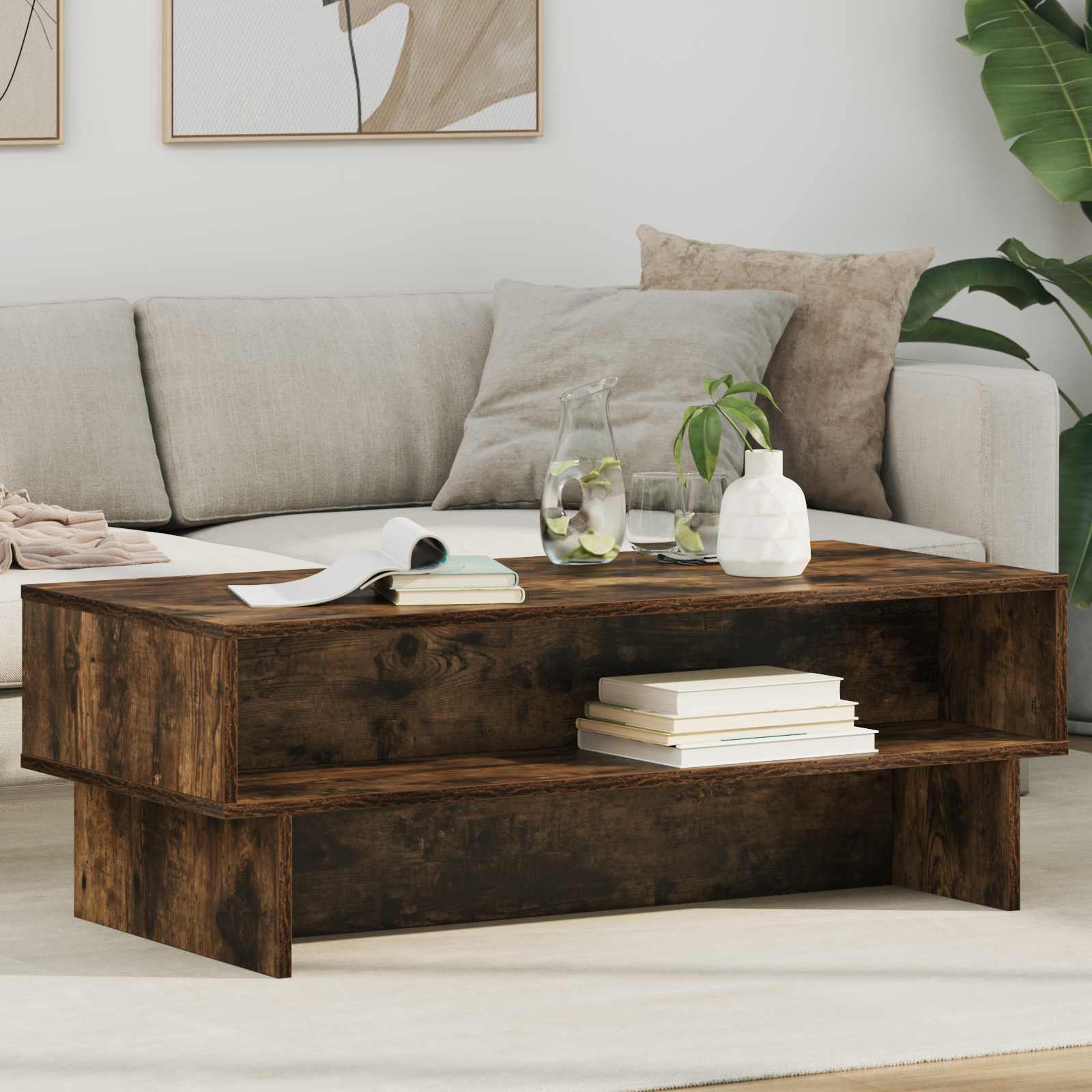 Table basse Chêne fumé 100 x 46 x 35 cm Bois d'ingénierie - XIOS
