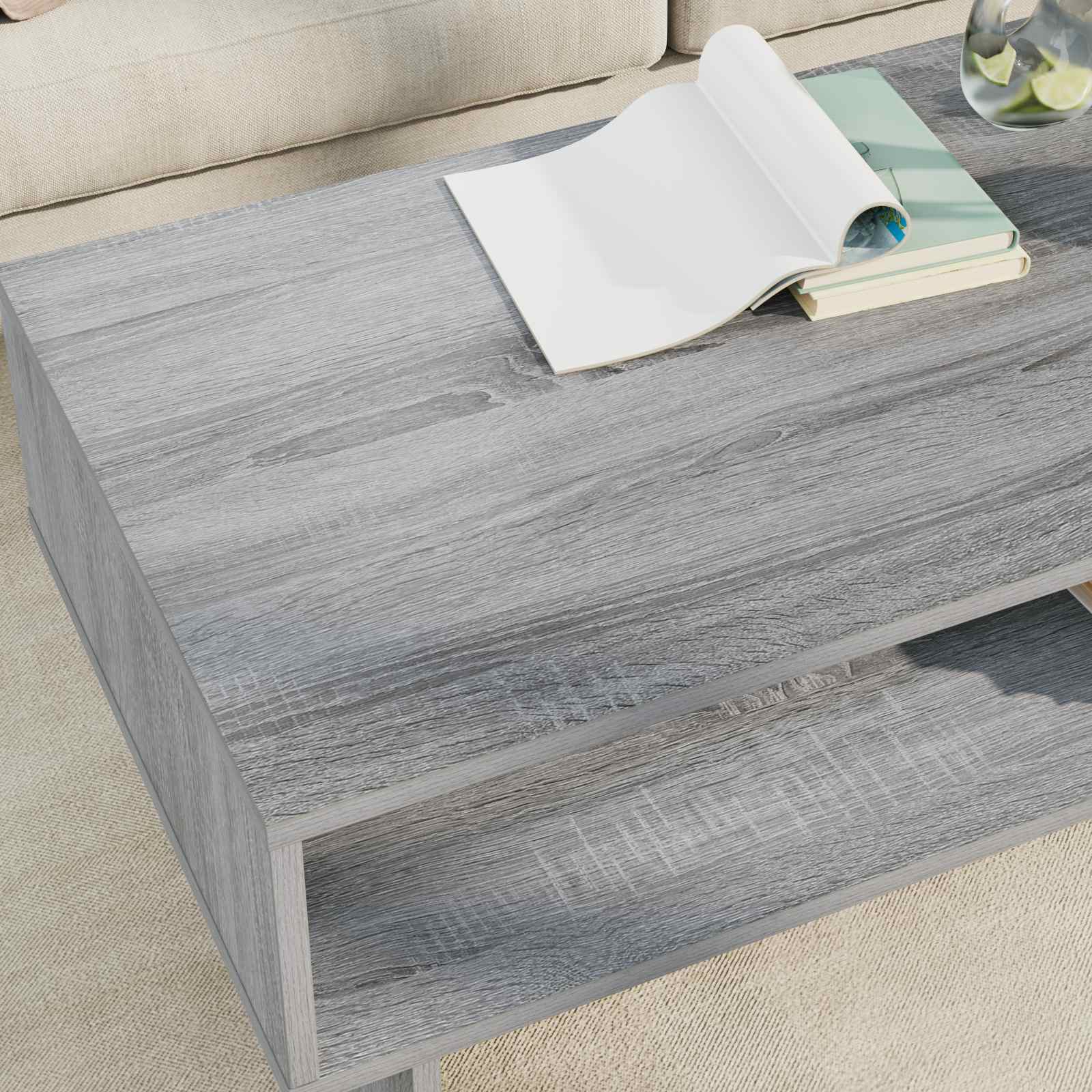 Table basse Gris Sonoma 100 x 46 x 35 cm Bois d'ingénierie - XIOS