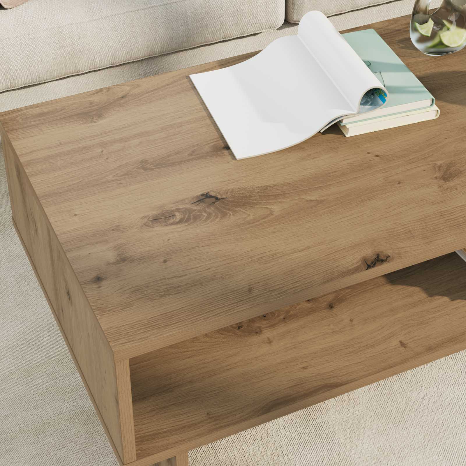 Table basse Chêne artisanal 100 x 46 x 35 cm Bois d'ingénierie - XIOS
