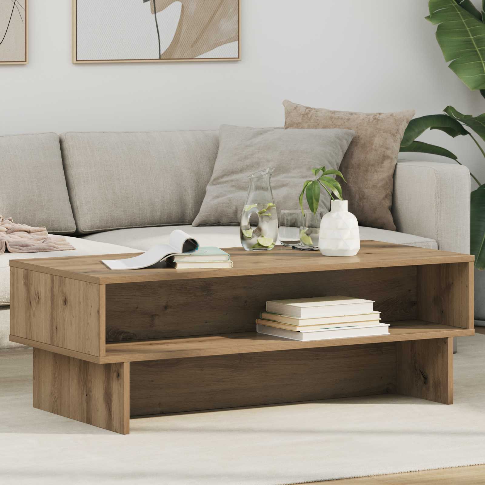 Table basse Chêne artisanal 100 x 46 x 35 cm Bois d'ingénierie - XIOS