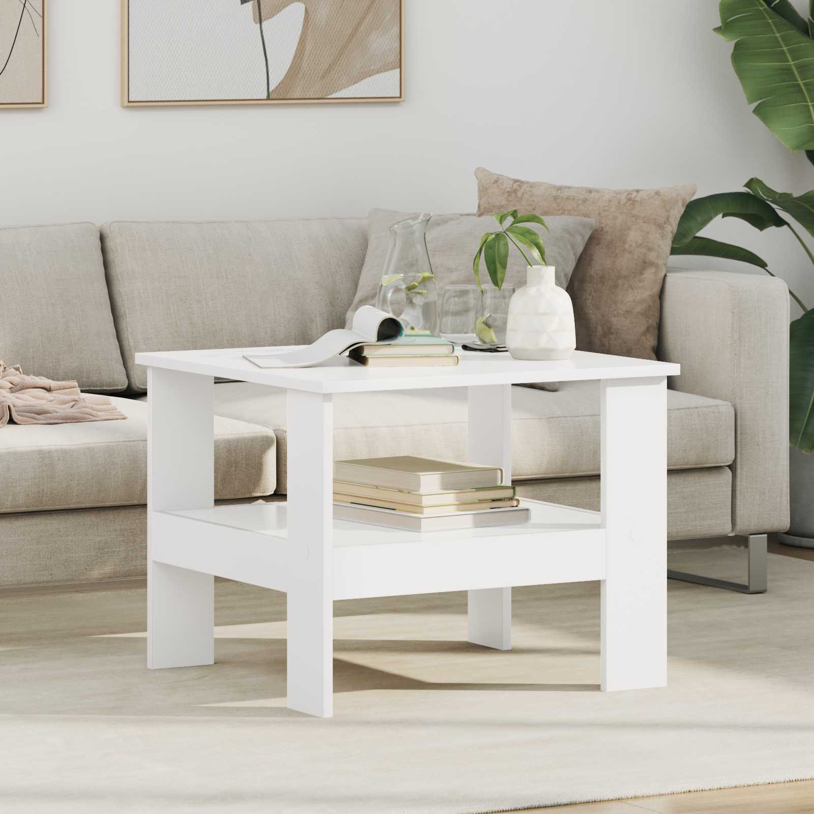 Table basse Blanc 57 x 55 x 45 cm Bois d'ingénierie - XIOS