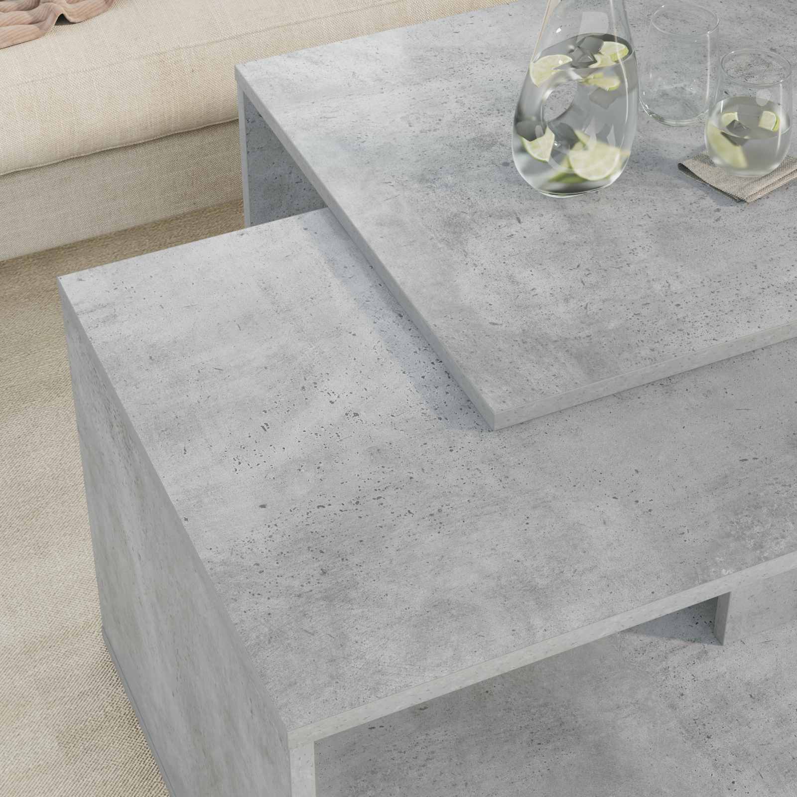 Ensemble de tables basses 2 pcs Gris béton Bois d'ingénierie - XIOS