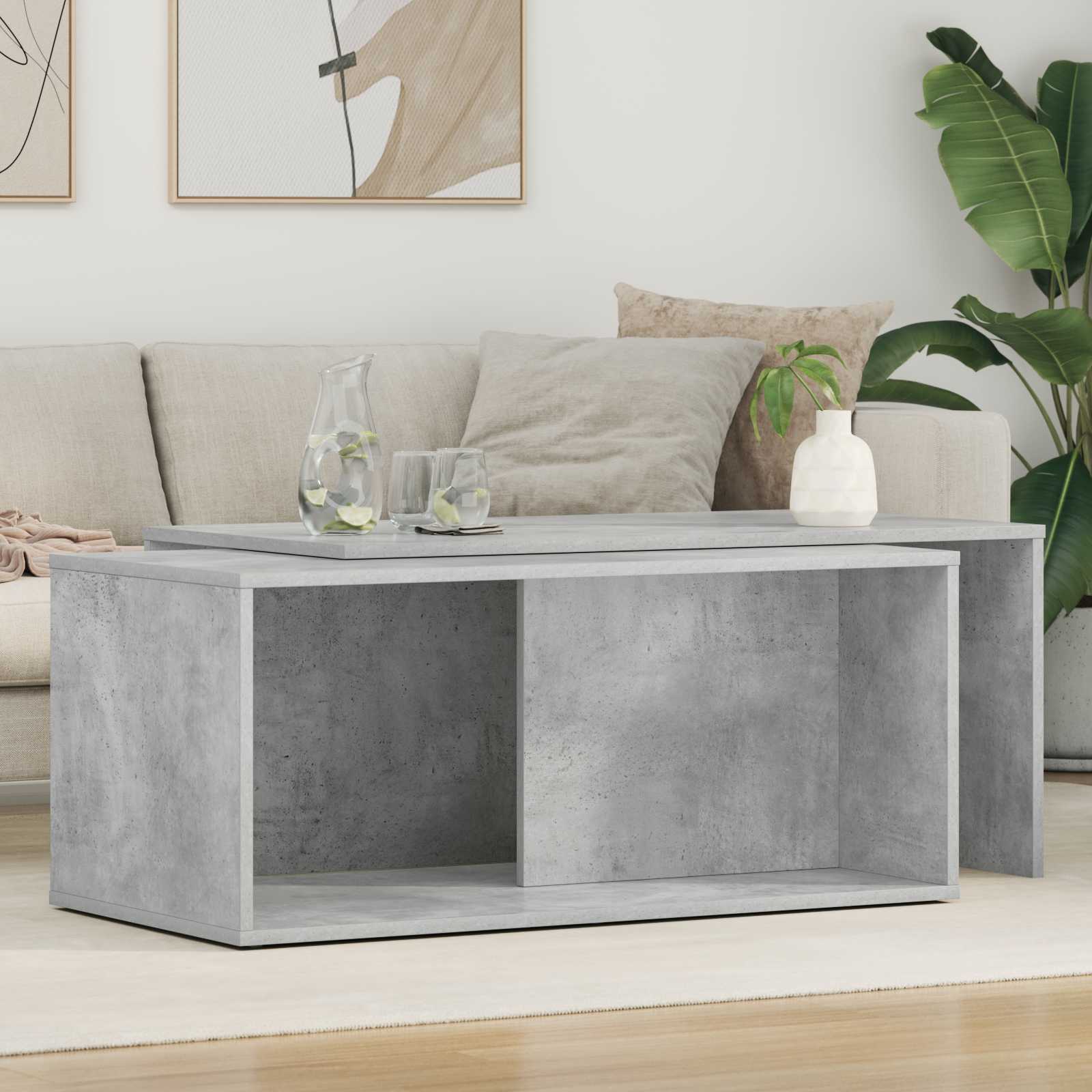 Ensemble de tables basses 2 pcs Gris béton Bois d'ingénierie - XIOS