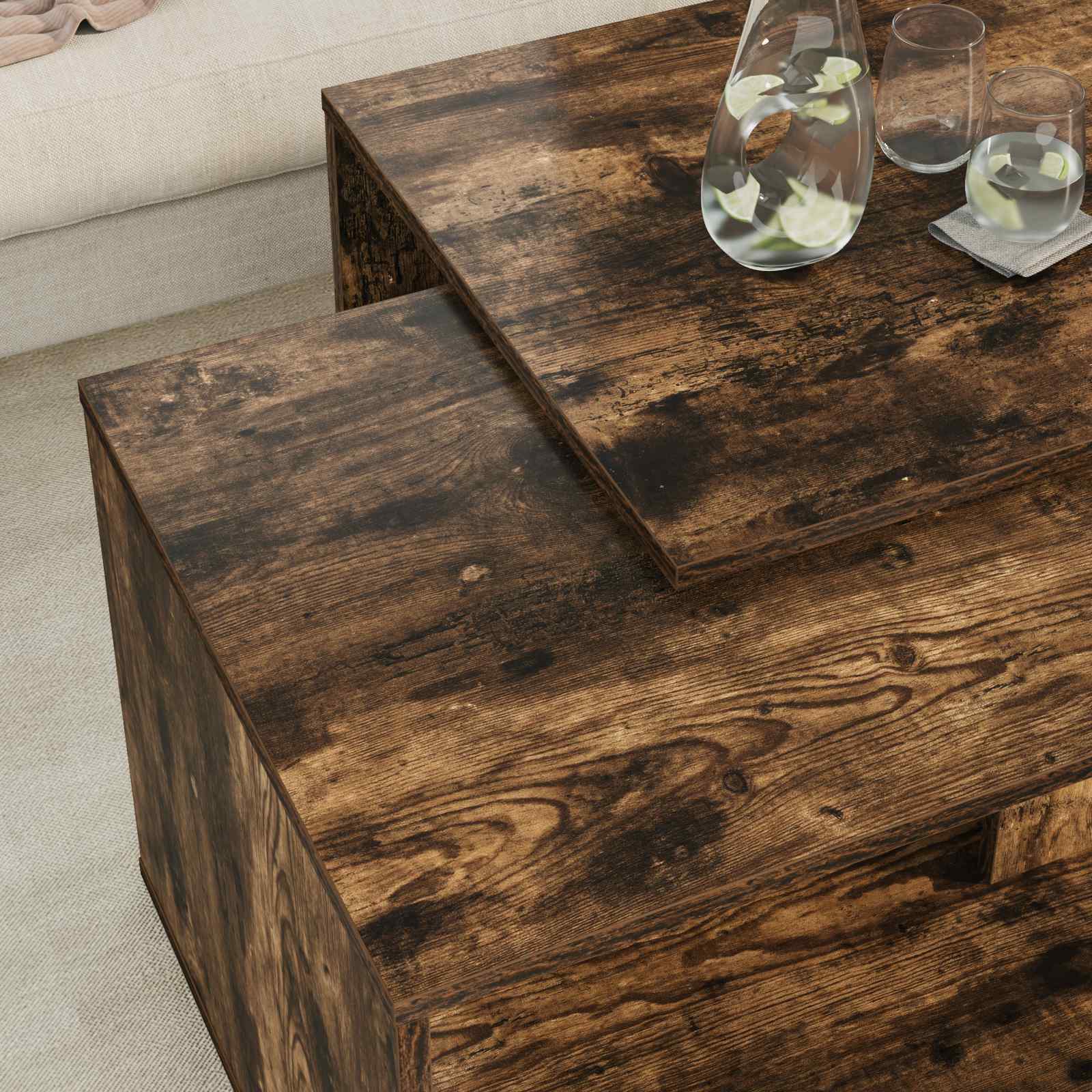 Ensemble de tables basses 2 pcs Chêne fumé Bois d'ingénierie - XIOS