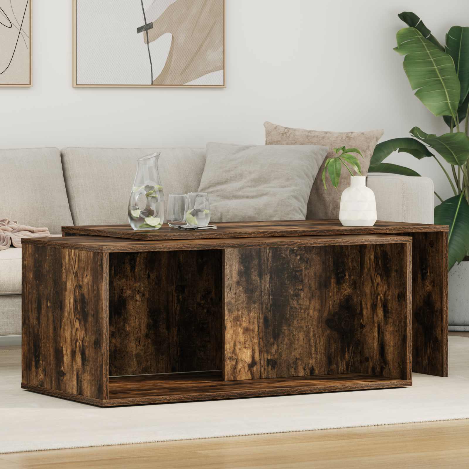 Ensemble de tables basses 2 pcs Chêne fumé Bois d'ingénierie - XIOS