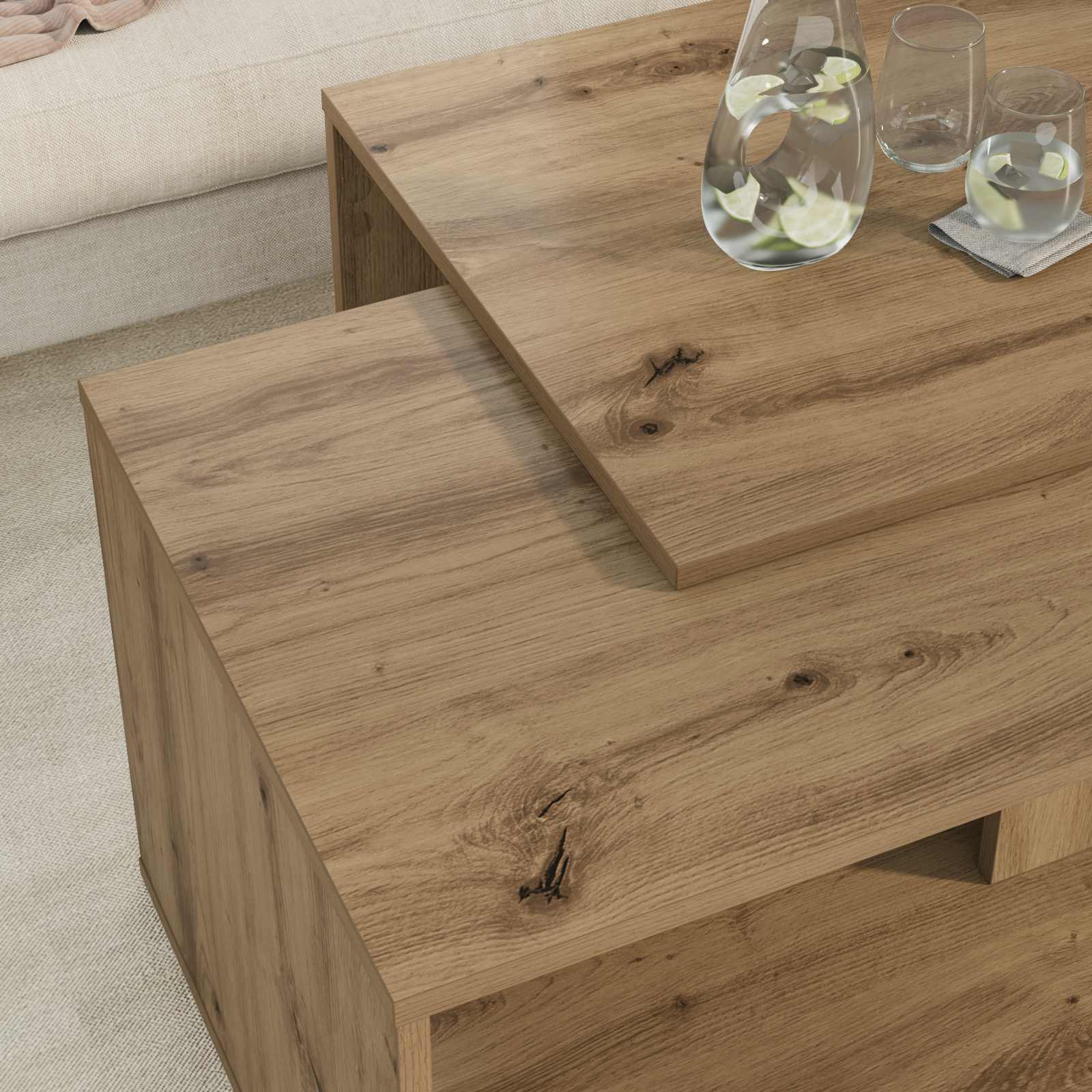 Ensemble de tables basses 2 pcs Chêne artisanal - XIOS