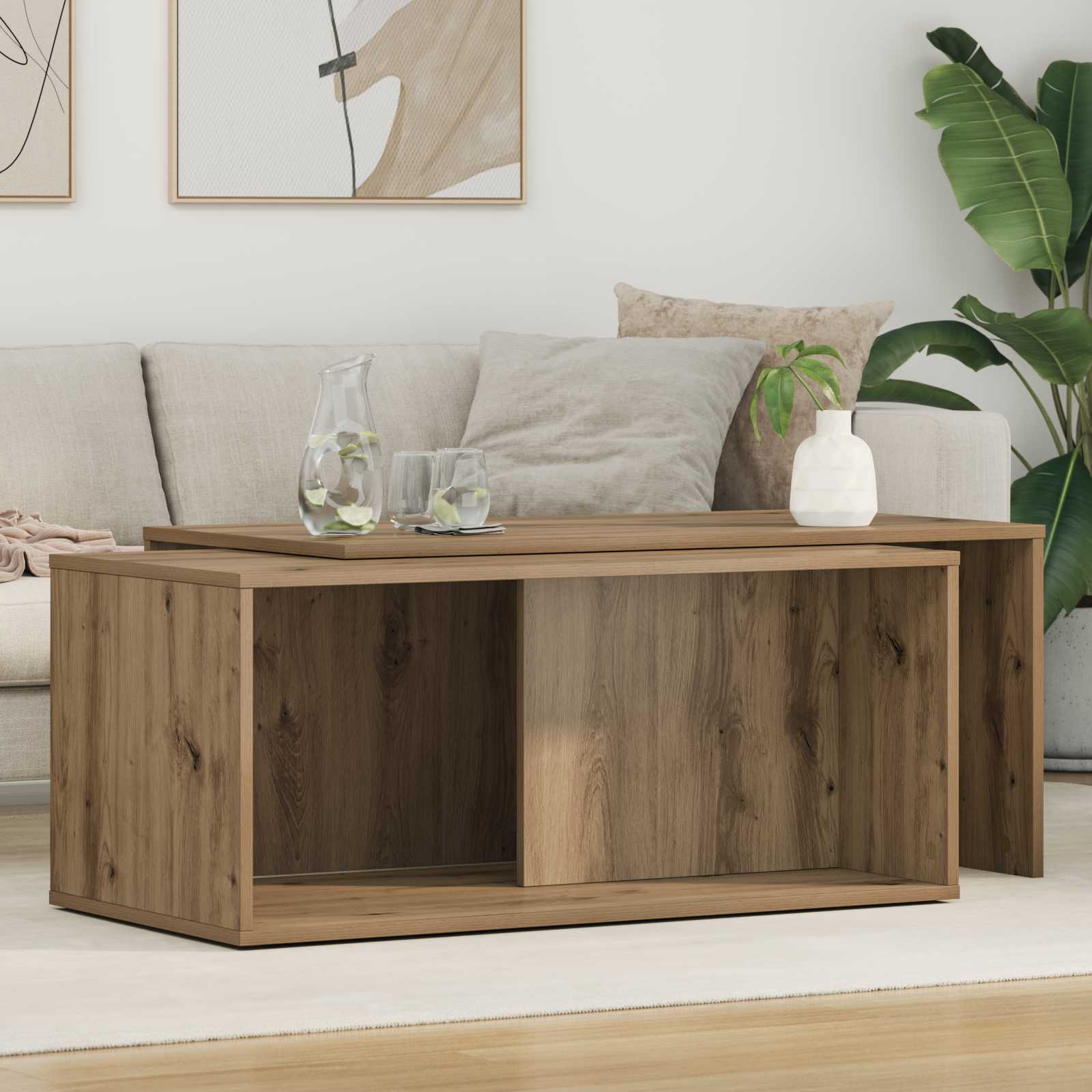 Ensemble de tables basses 2 pcs Chêne artisanal - XIOS