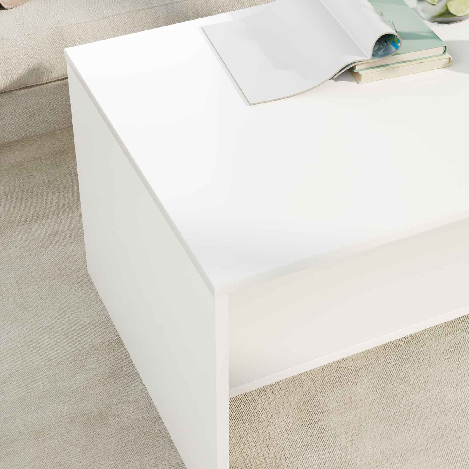 Table basse Blanc 80 x 50 x 40 cm Bois d'ingénierie - XIOS