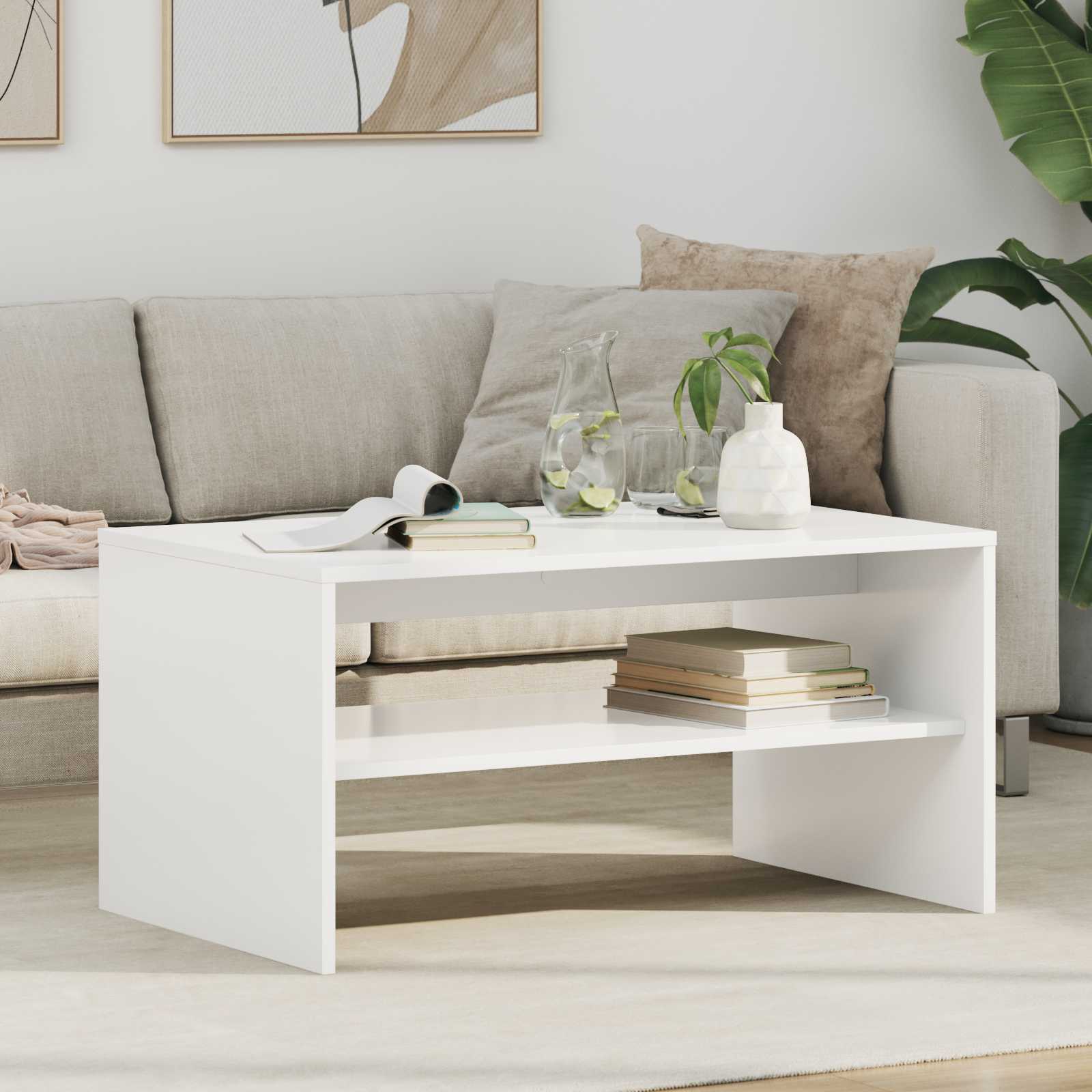 Table basse Blanc 80 x 50 x 40 cm Bois d'ingénierie - XIOS