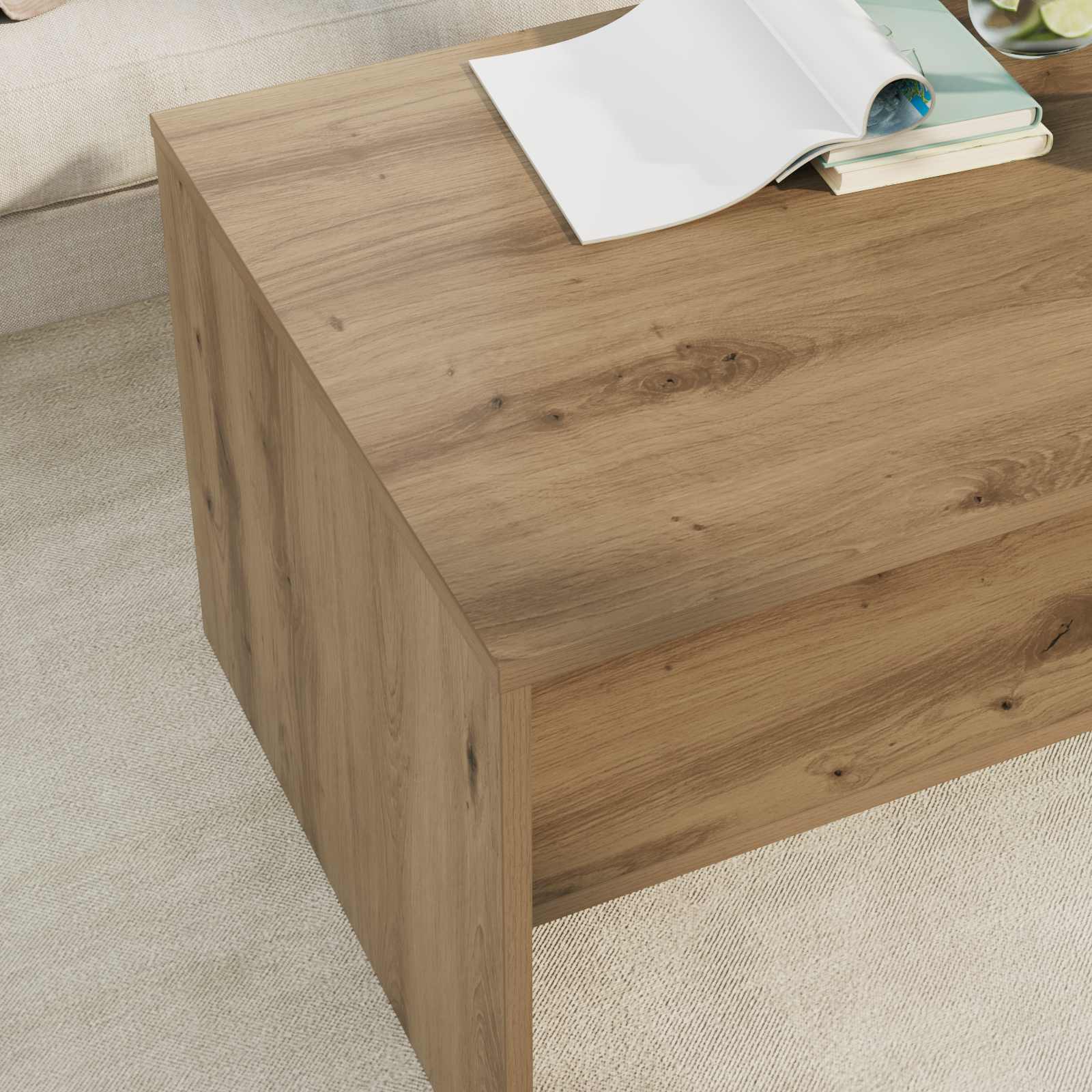 Table basse Chêne artisanal 80 x 50 x 40 cm Bois d'ingénierie - XIOS