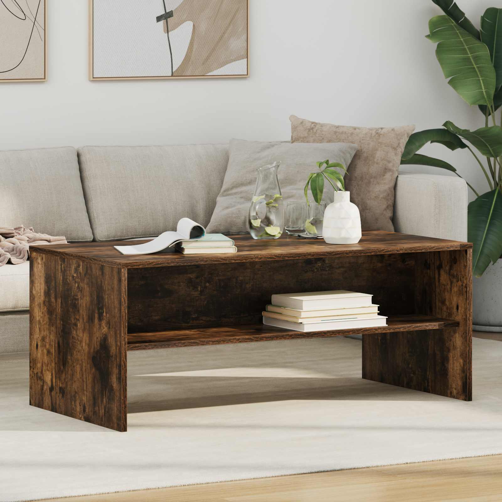Table basse Chêne fumé 100 x 50 x 40 cm Bois d'ingénierie - XIOS