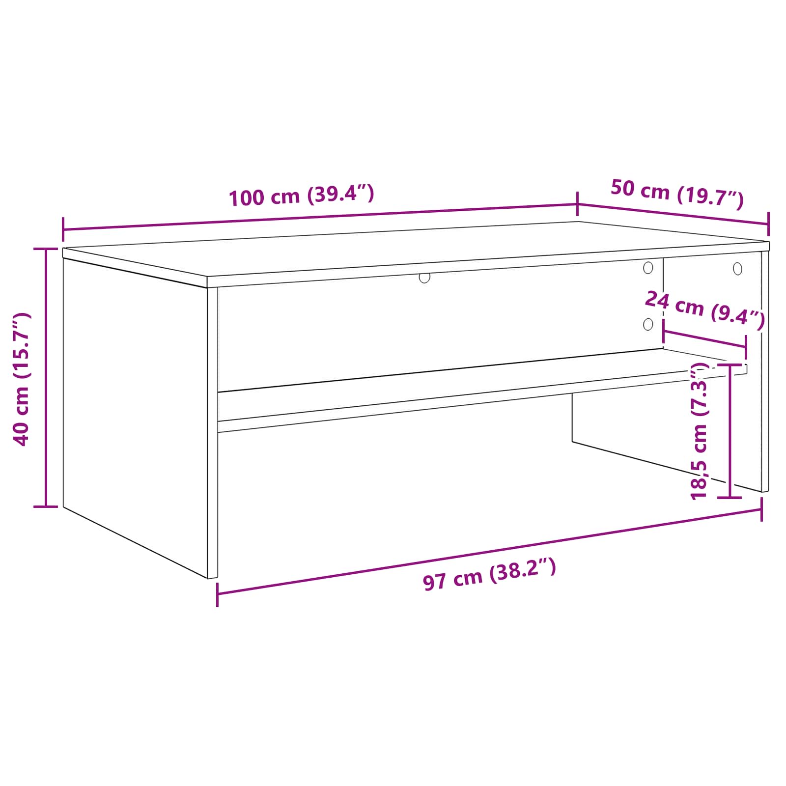 Table basse Gris Sonoma 100 x 50 x 40 cm Bois d'ingénierie - XIOS