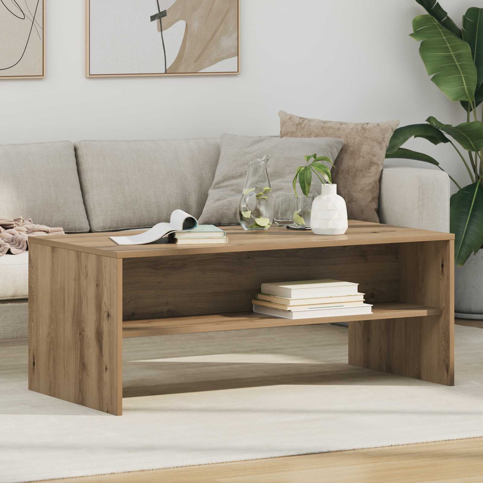 Table basse Chêne artisanal 100 x 50 x 40 cm Bois d'ingénierie - XIOS
