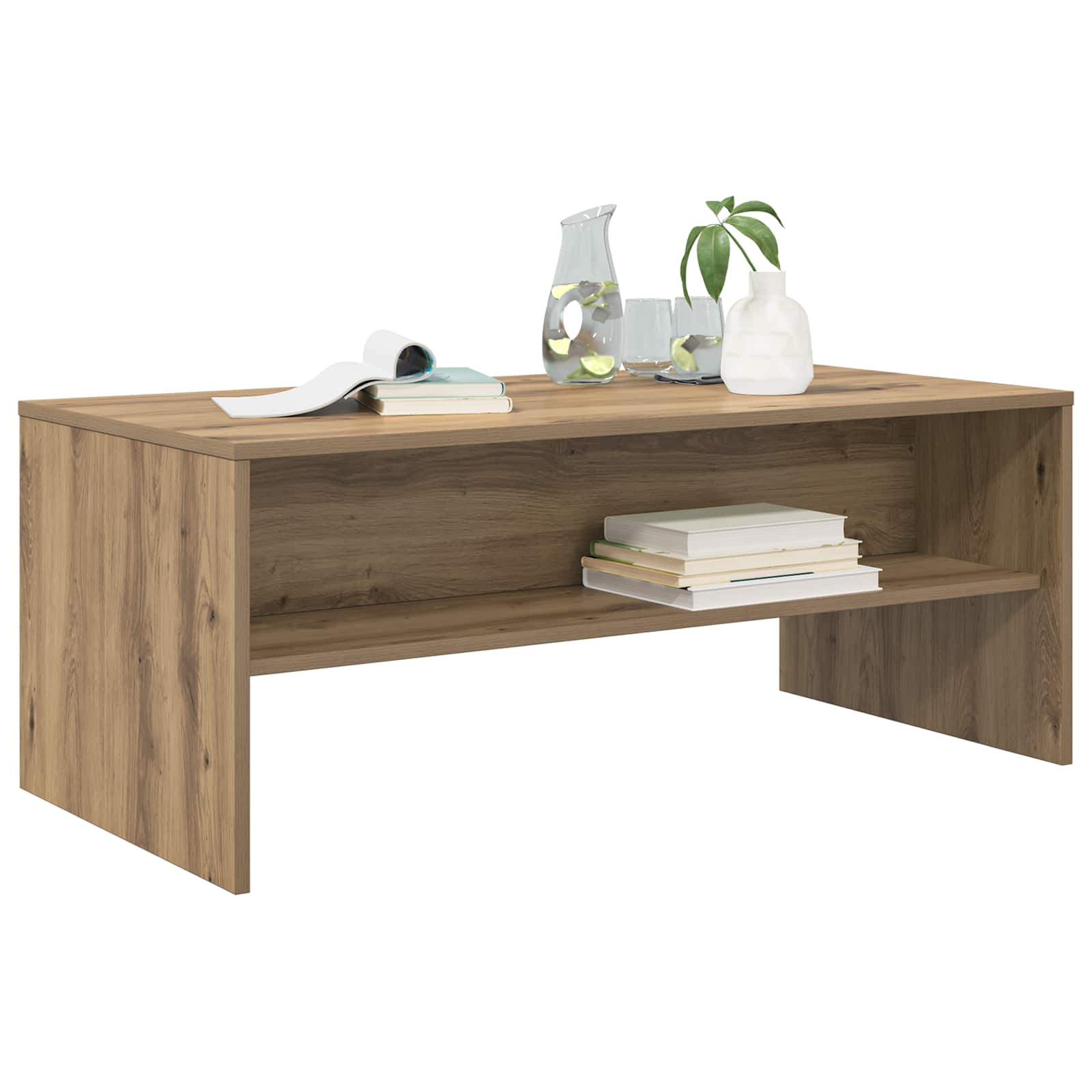 Table basse Chêne artisanal 100 x 50 x 40 cm Bois d'ingénierie - XIOS