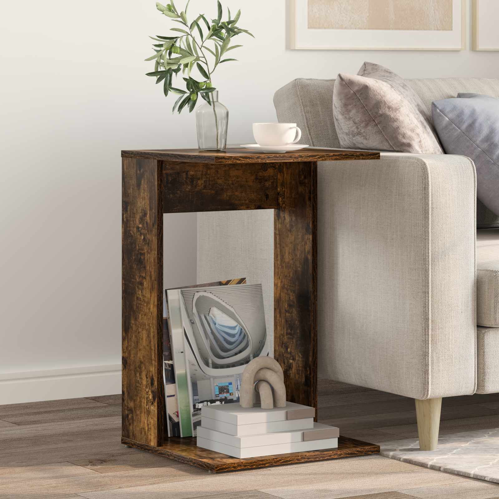 Table d'appoint Chêne fumé 40 x 38 x 62,5 cm Bois d'ingénierie - XIOS