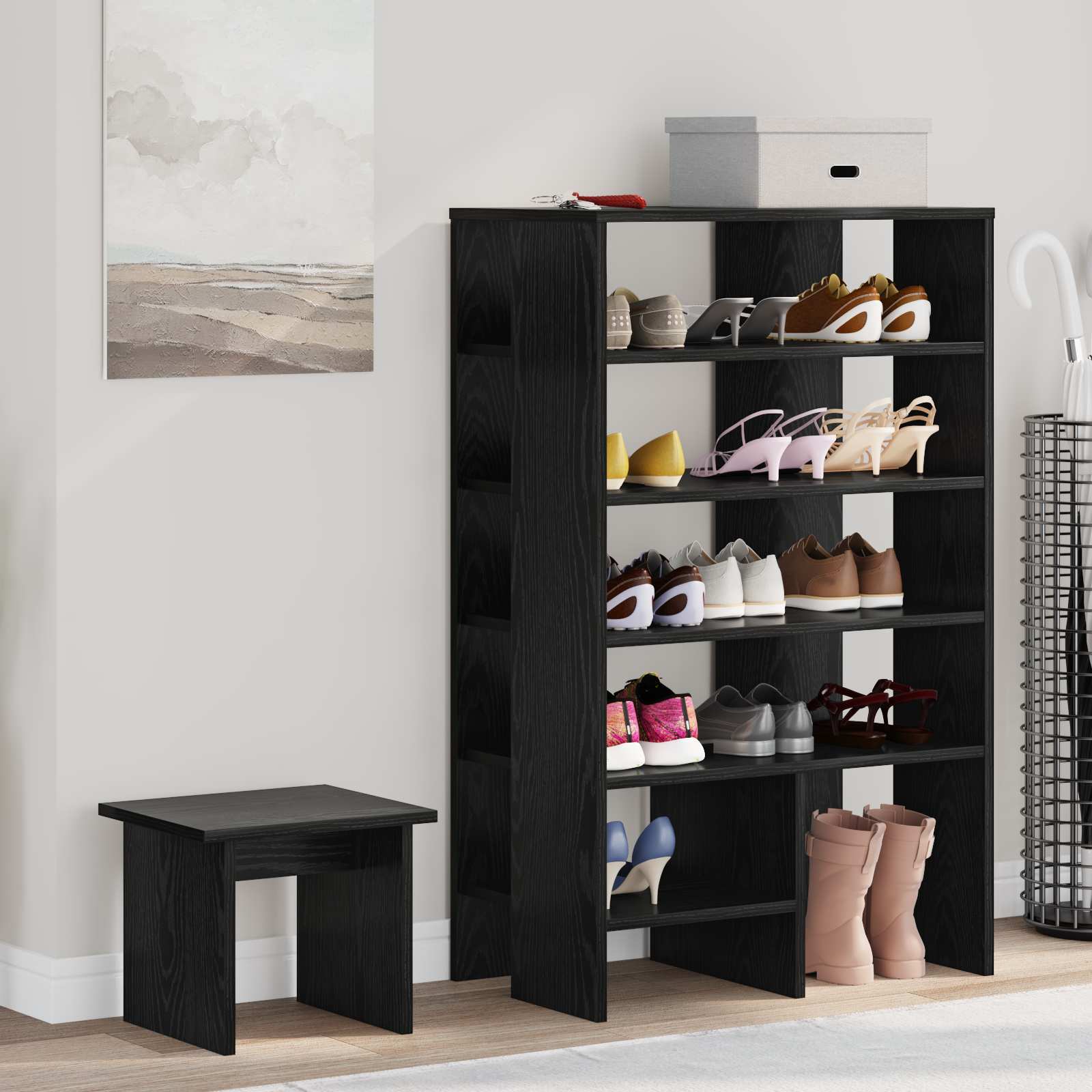 Cabinet à chaussures 2 pcs Chêne noir Bois d'ingénierie - XIOS