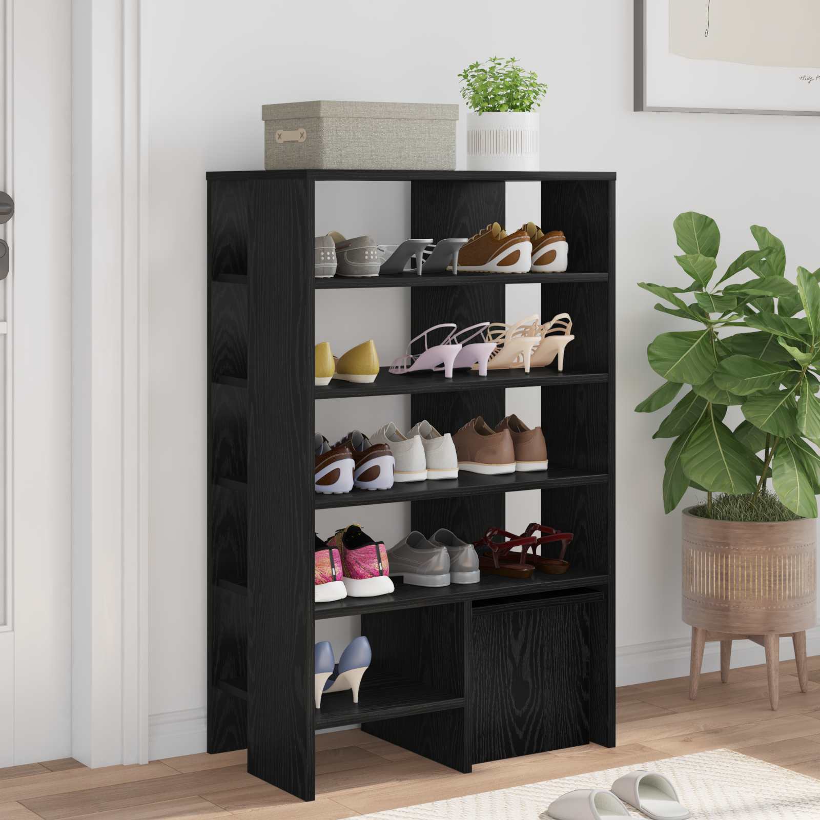 Cabinet à chaussures 2 pcs Chêne noir Bois d'ingénierie - XIOS